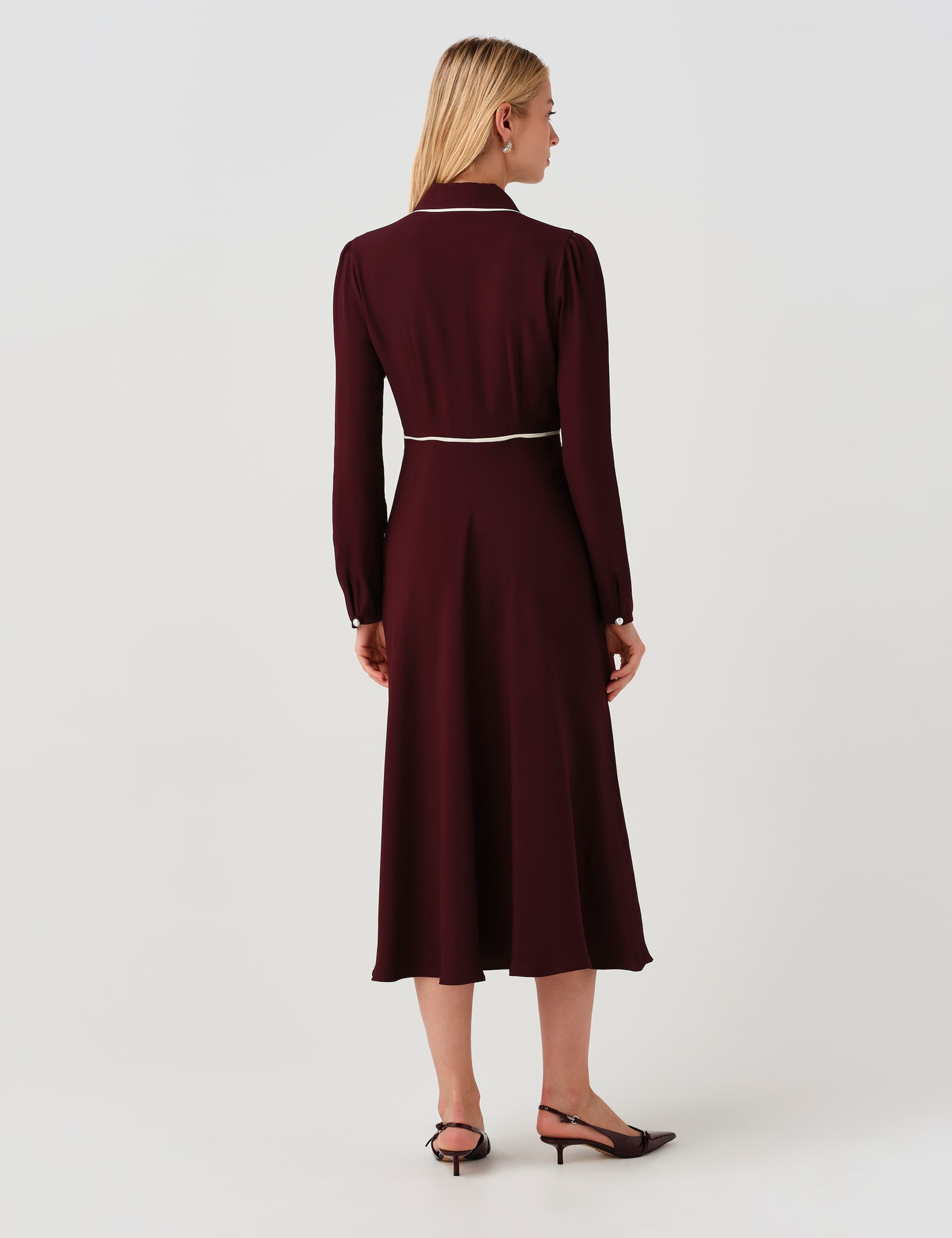Satin Midi Waisted Dress 9 of 11