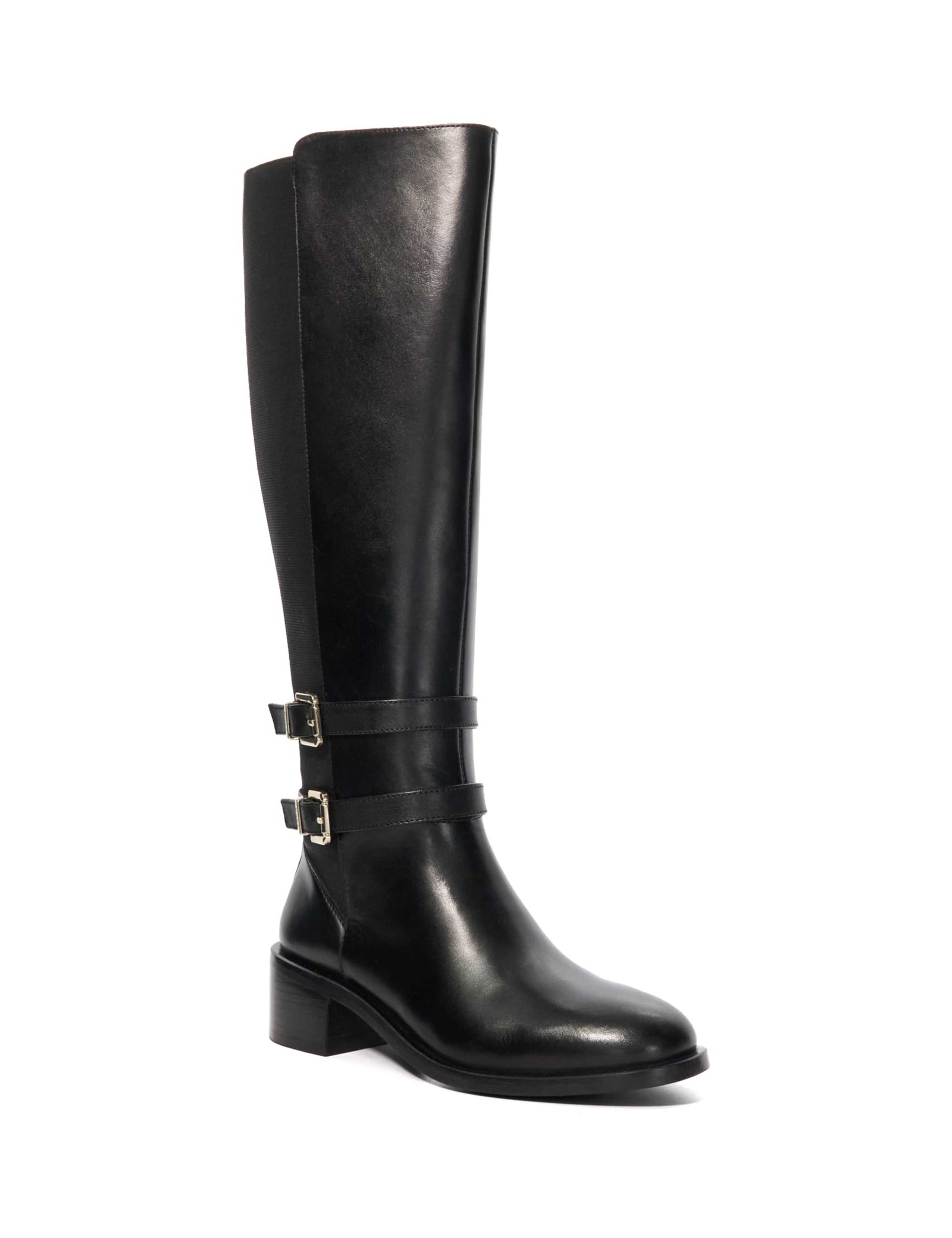 Leather Double Buckle Knee High Boots 3 of 4