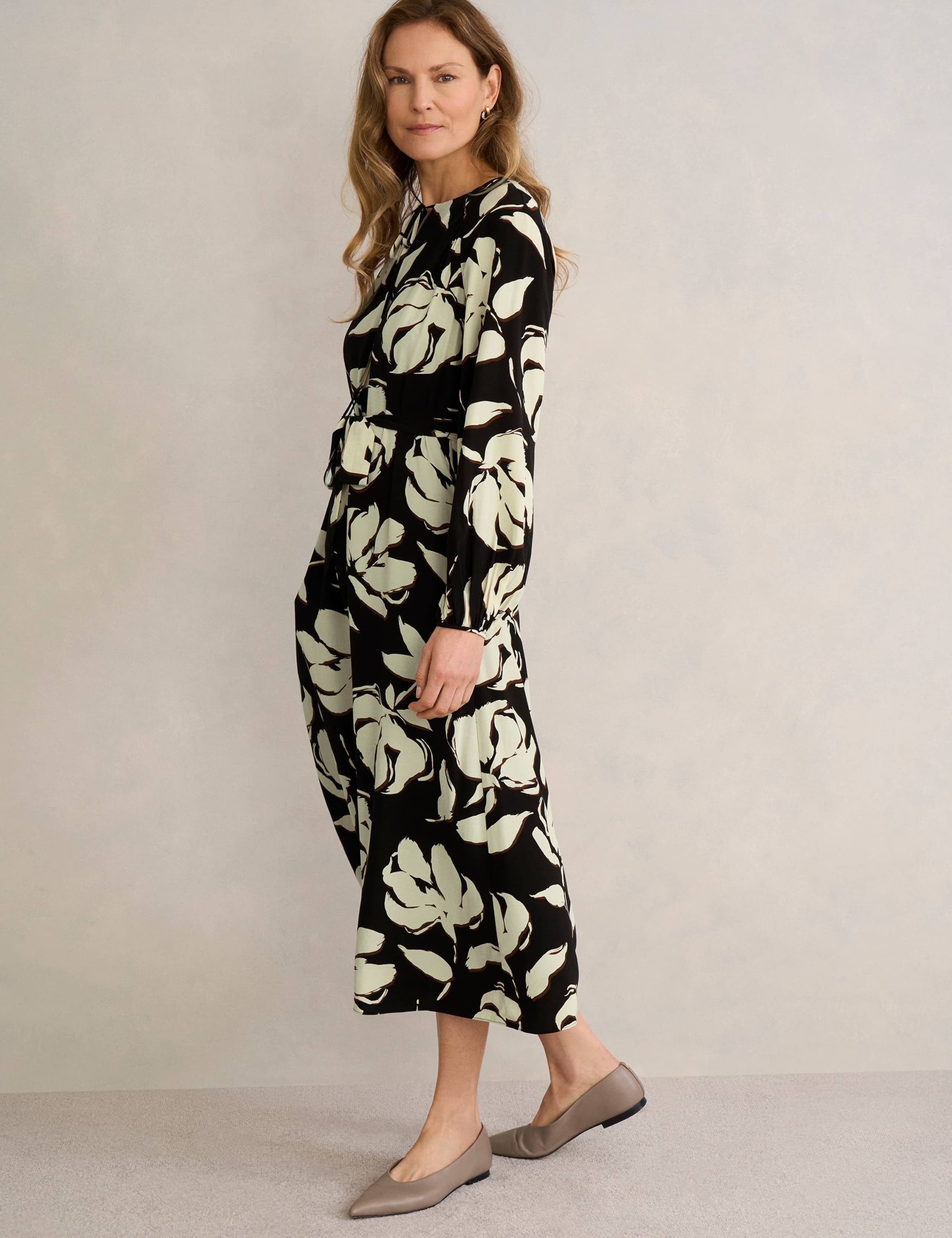 Evelyn Floral Tie Neck Midi Wrap Dress 3 of 6