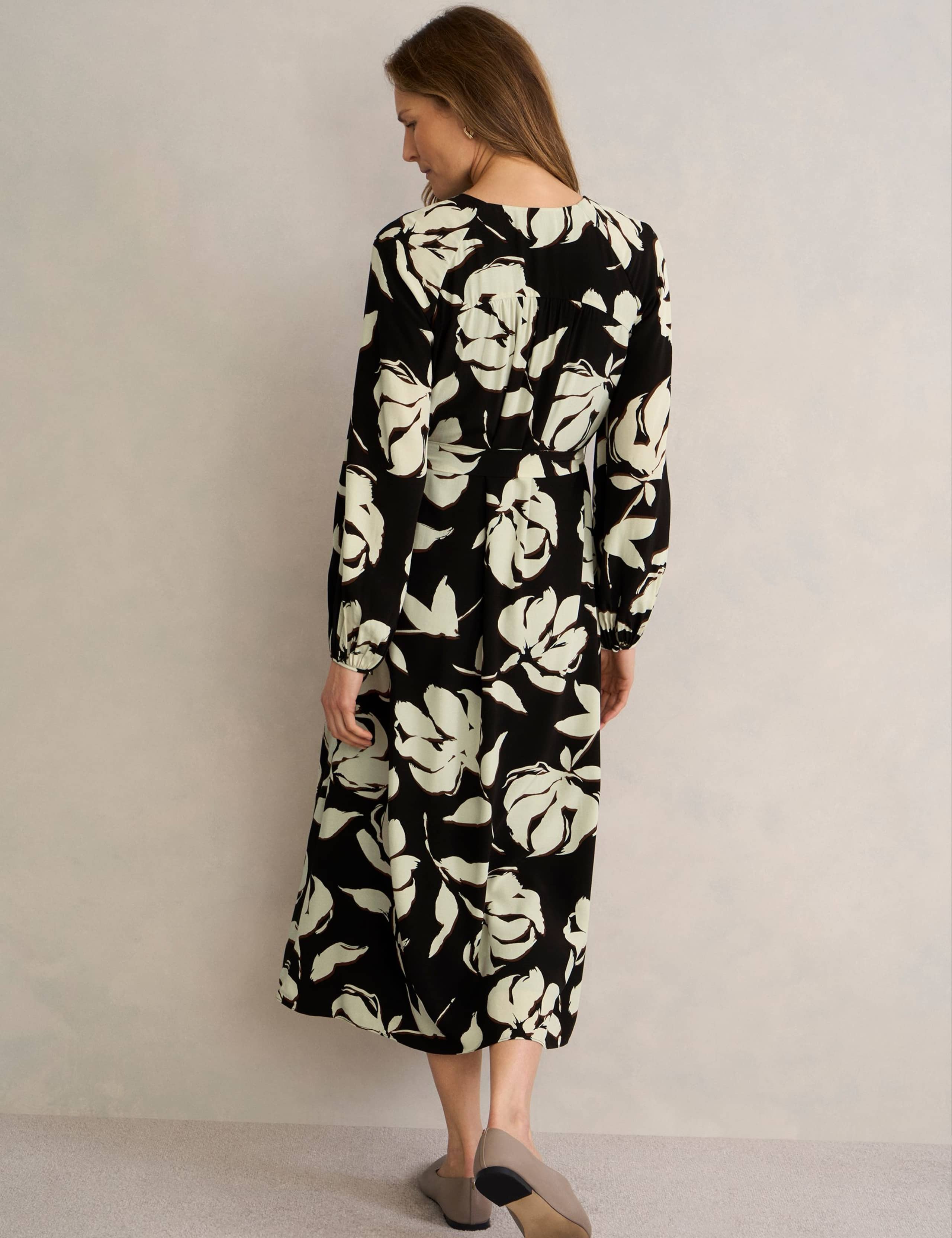 Evelyn Floral Tie Neck Midi Wrap Dress 5 of 6