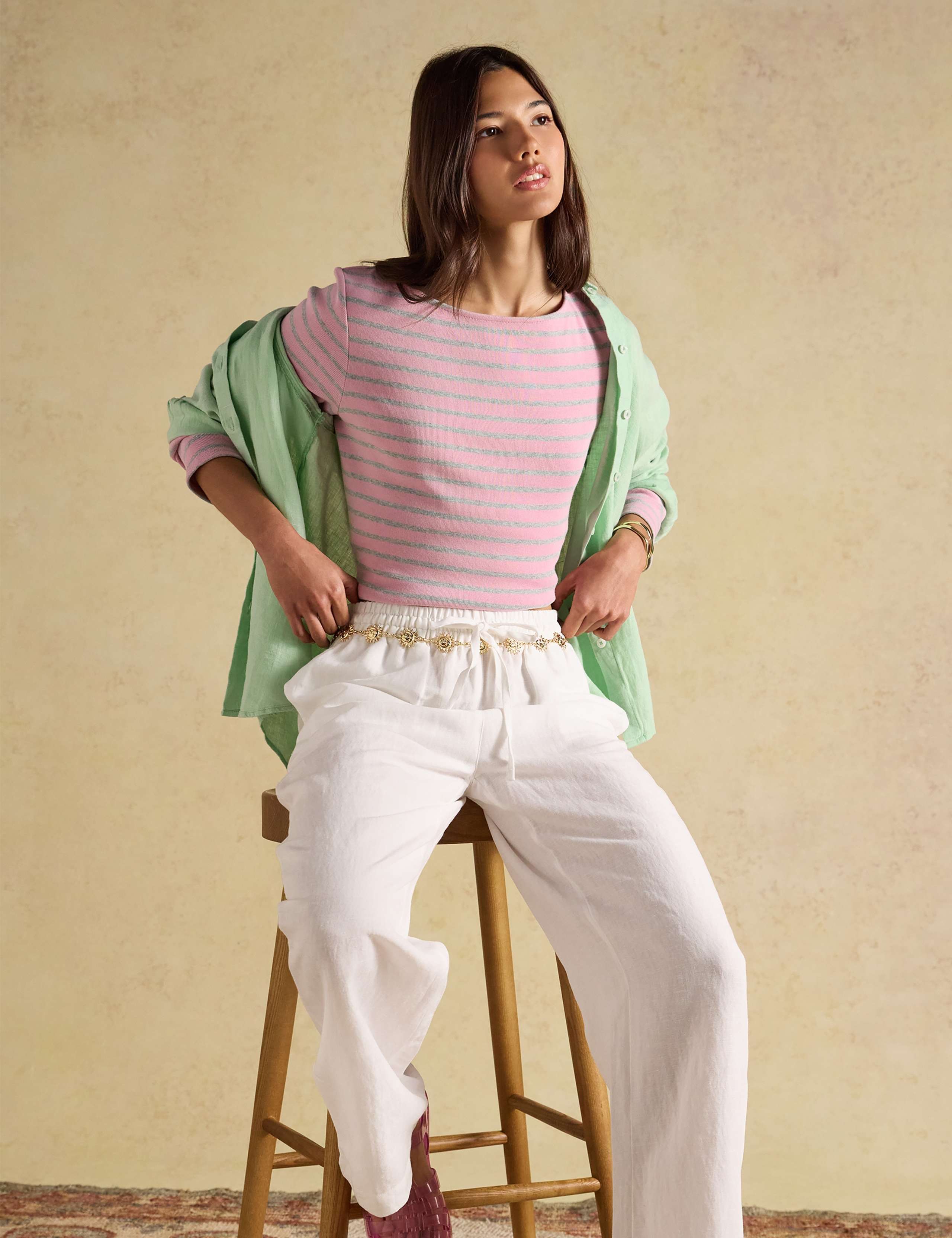 Pure Cotton Striped Slash Neck Top 3 of 8