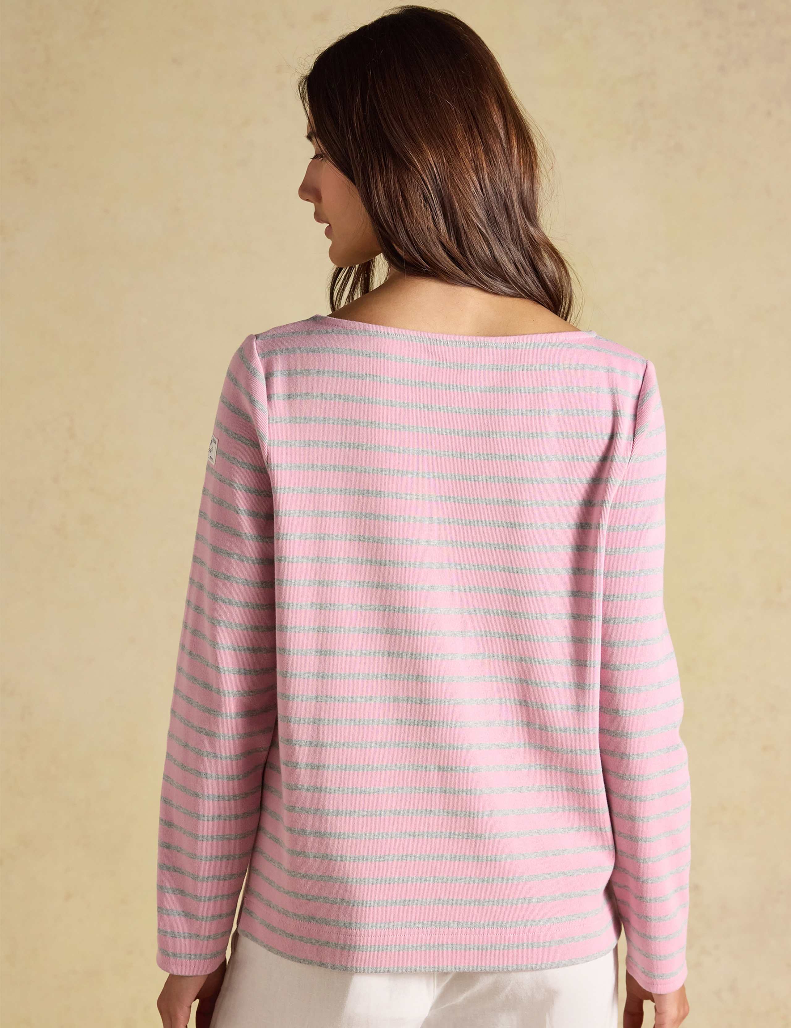 Pure Cotton Striped Slash Neck Top 5 of 8