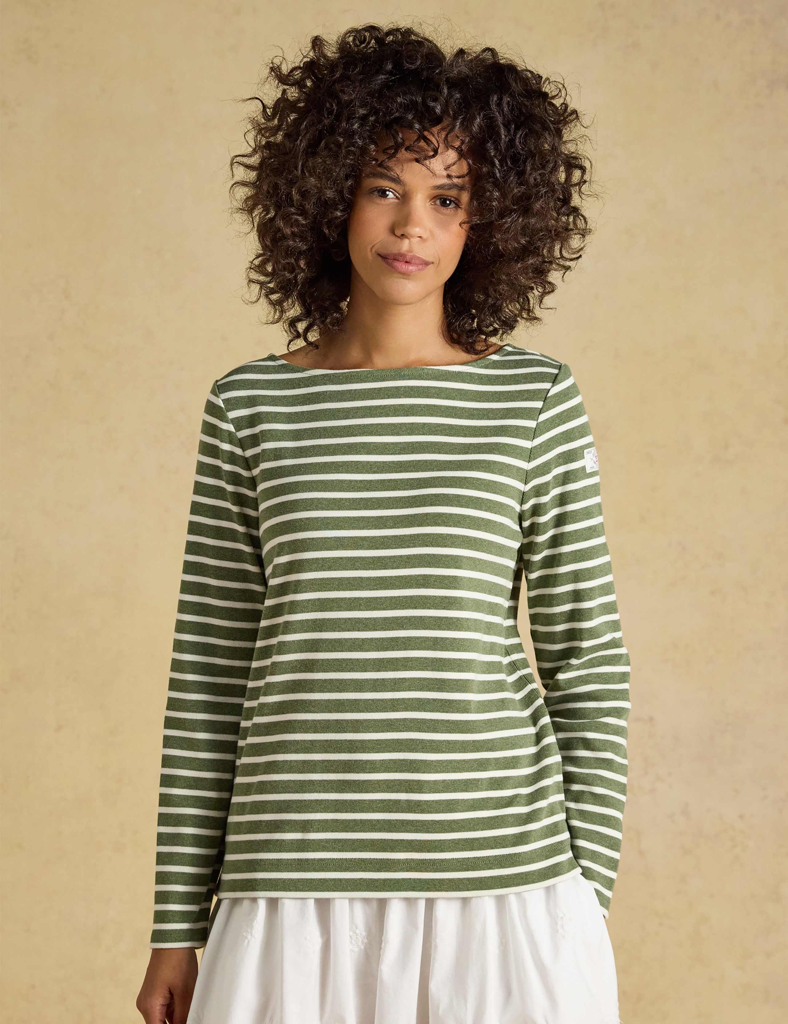 Pure Cotton Striped Slash Neck Top 1 of 8