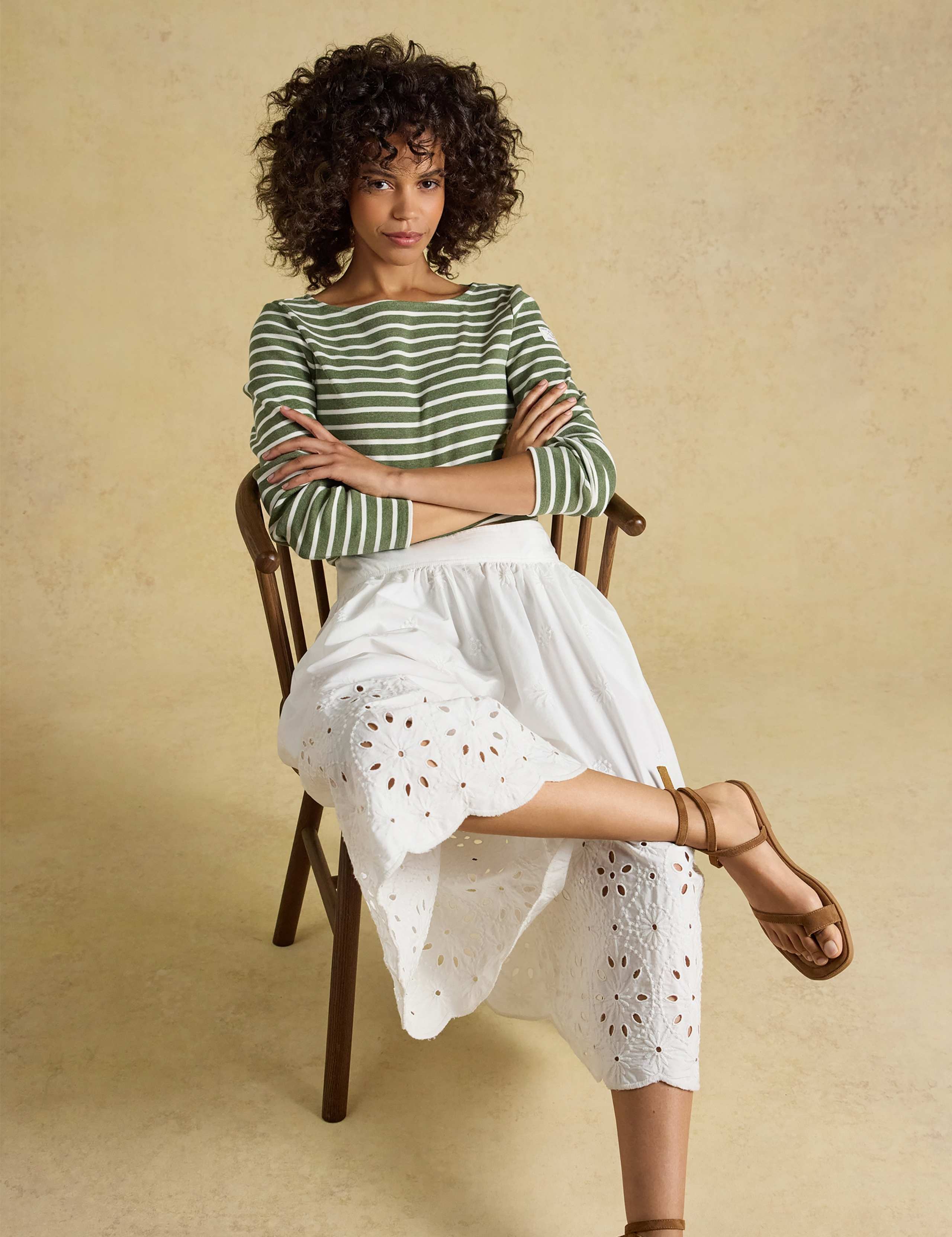 Pure Cotton Striped Slash Neck Top 6 of 8