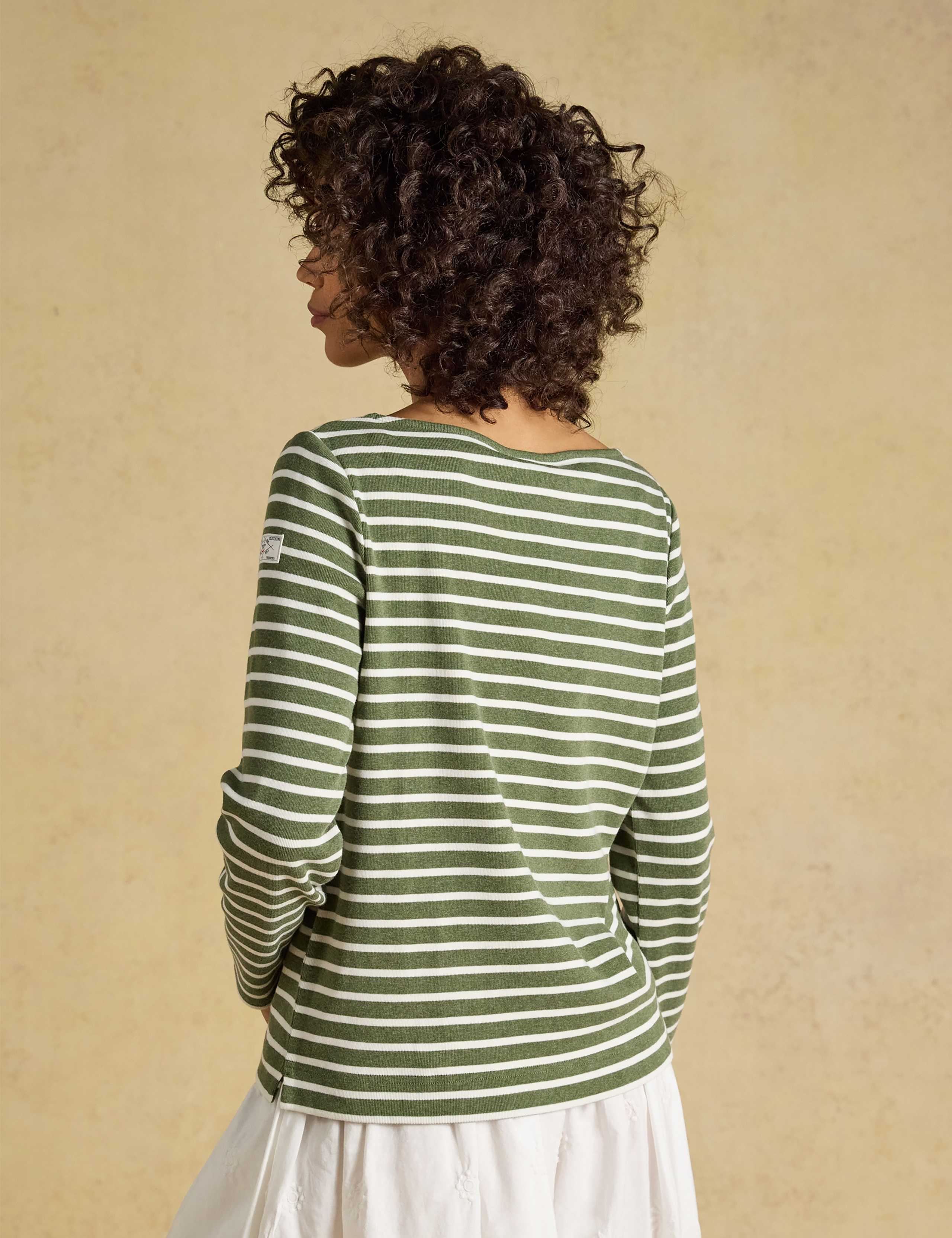 Pure Cotton Striped Slash Neck Top 7 of 8