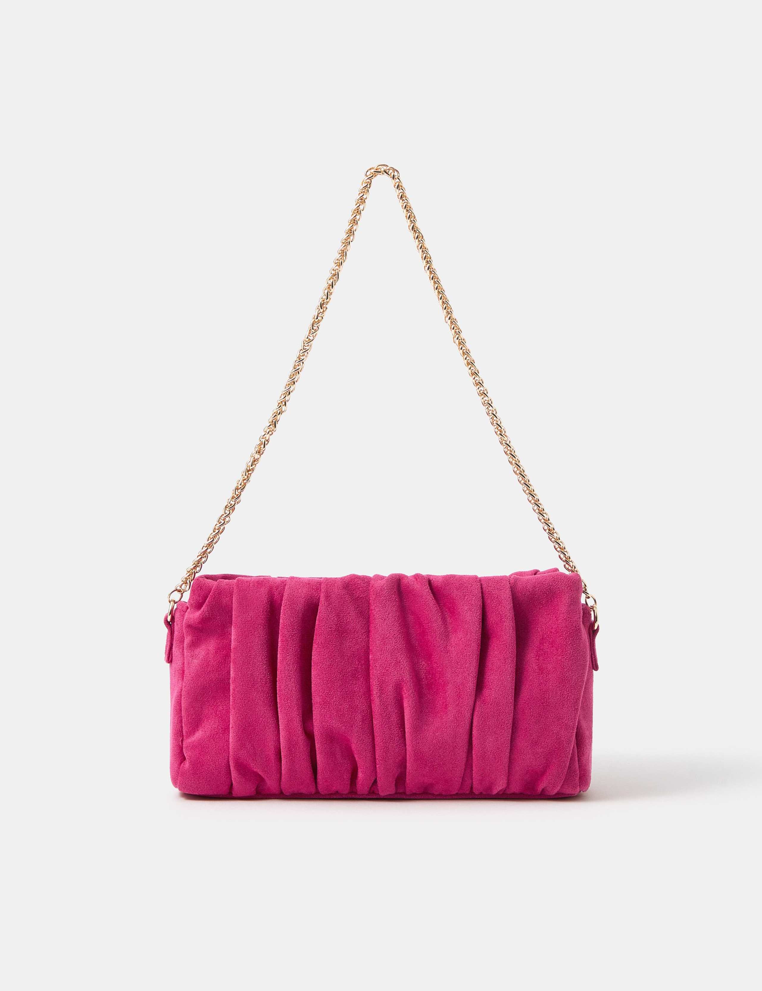 Suedette Ruched Chain Strap Shoulder Bag 1 of 5