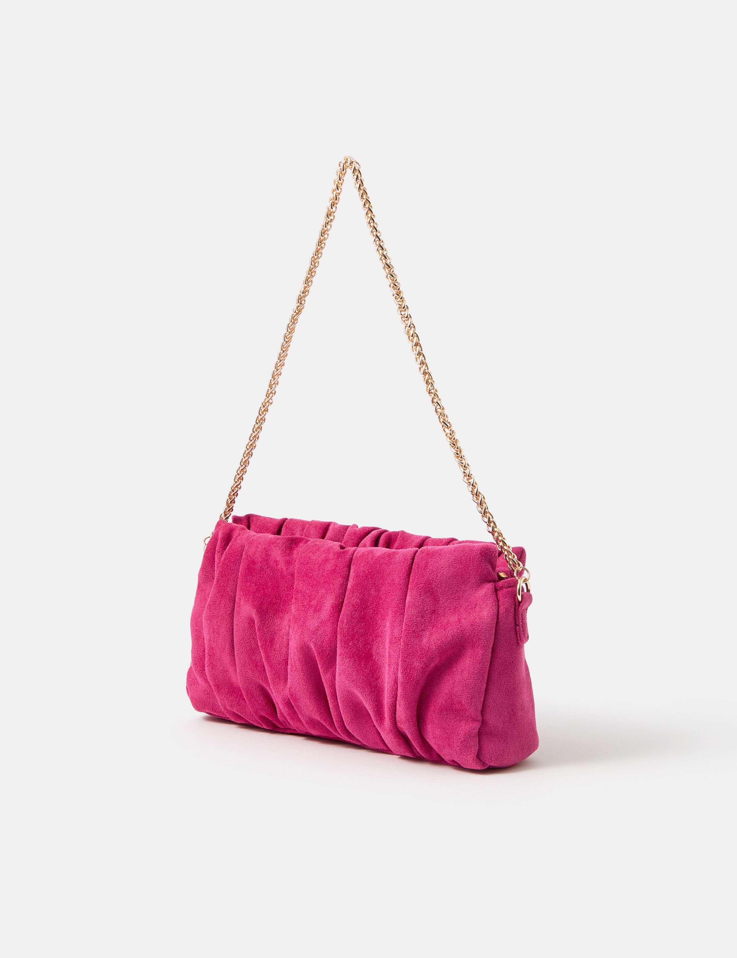 Suedette Ruched Chain Strap Shoulder Bag 2 of 5