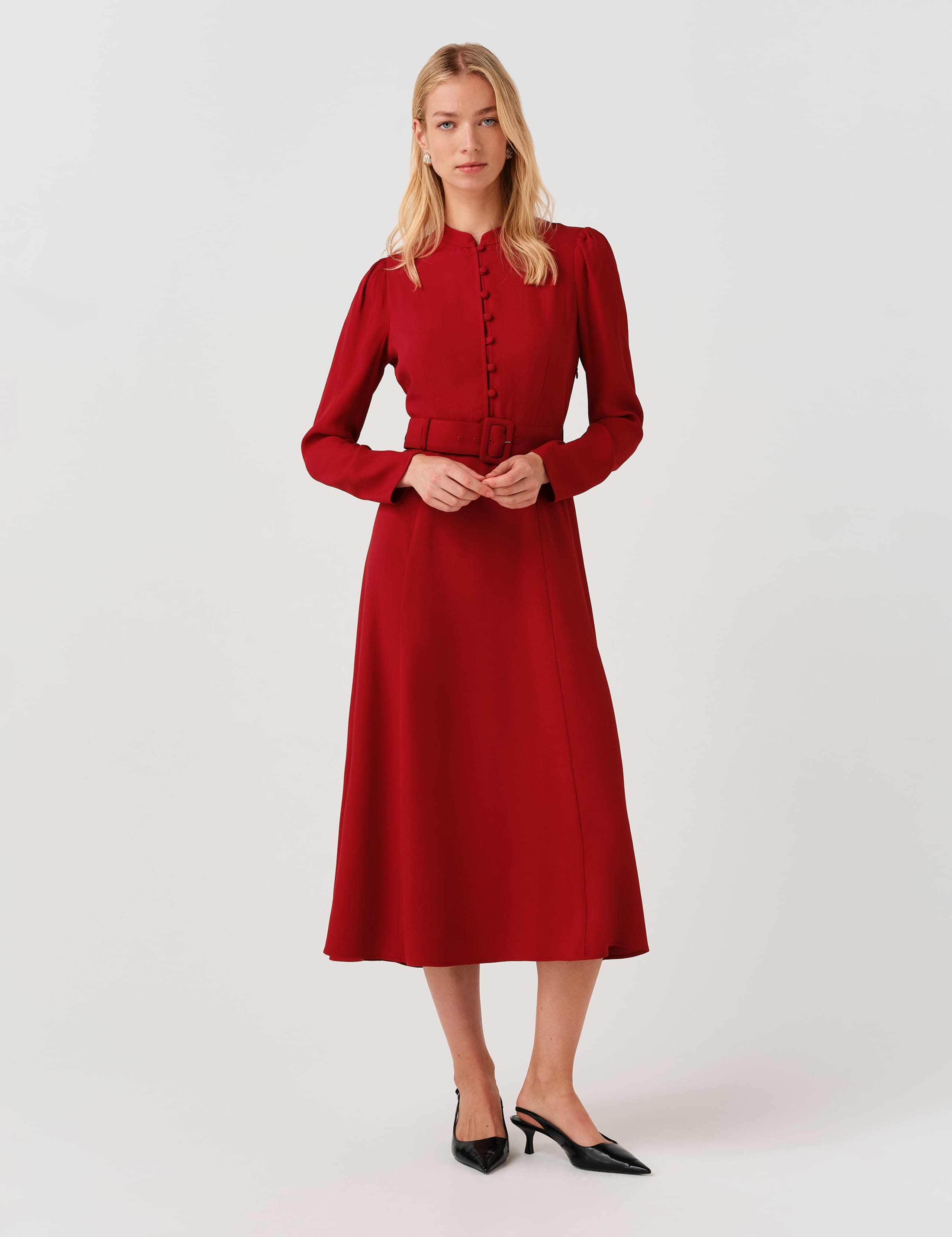 Belted Midi Waisted Dress 2 of 10