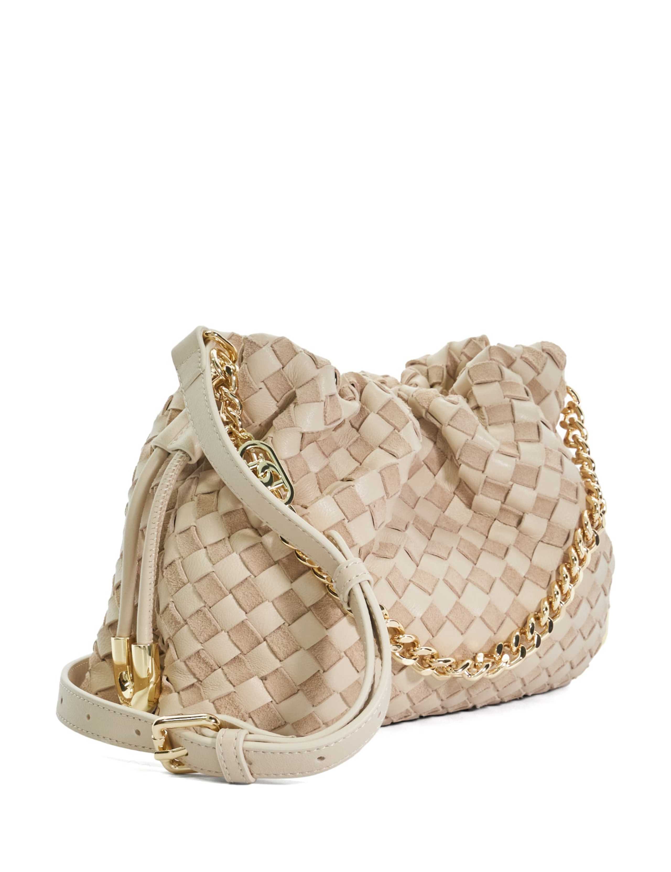 Leather Woven Drawstring Bag 3 of 7