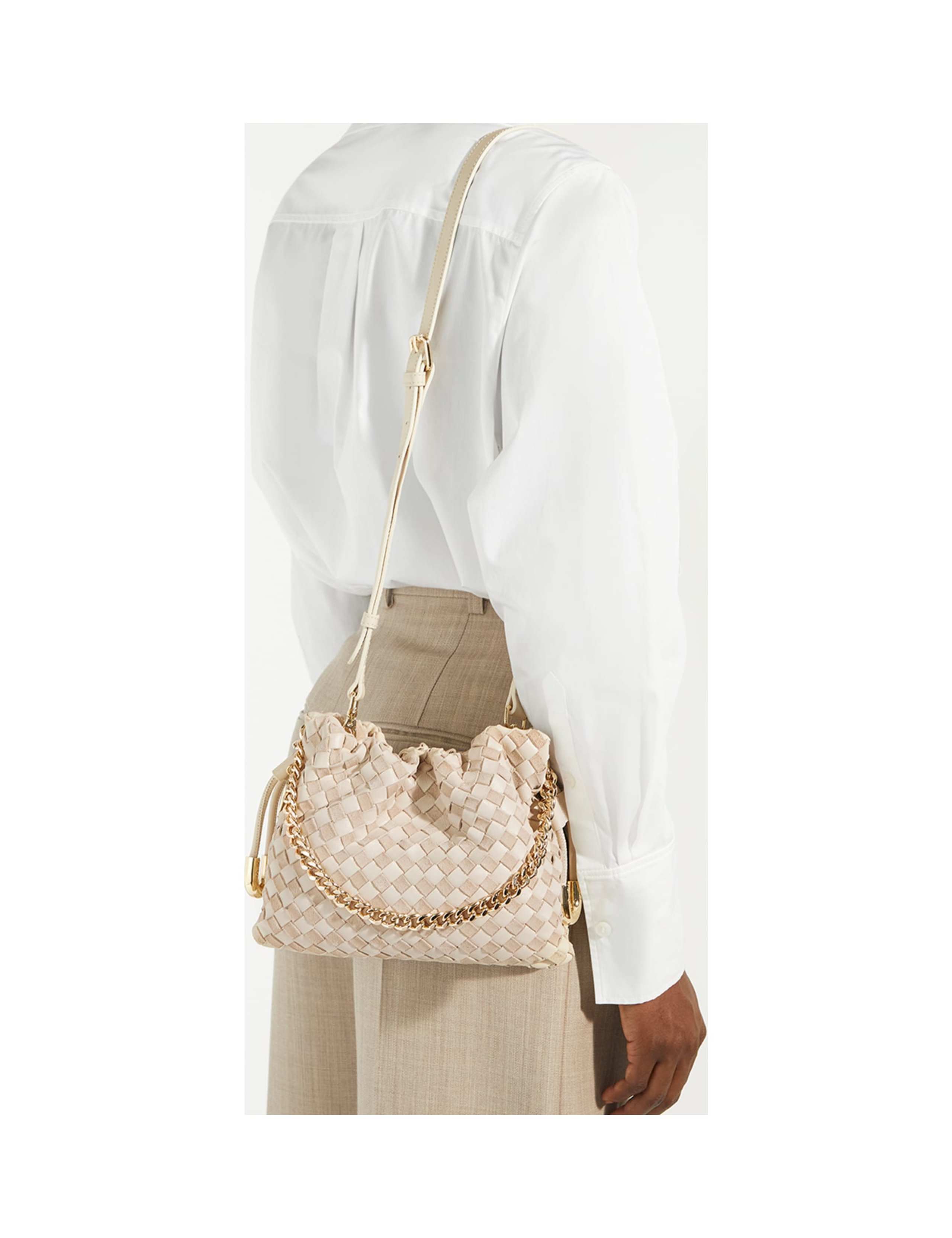 Leather Woven Drawstring Bag 4 of 7