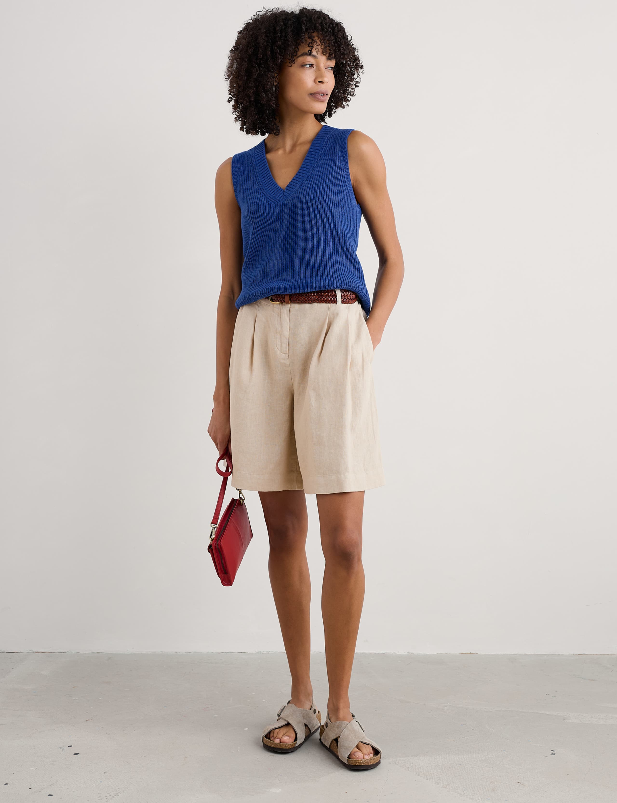 Pure Cotton Textured V-Neck Knitted Vest 1 of 4