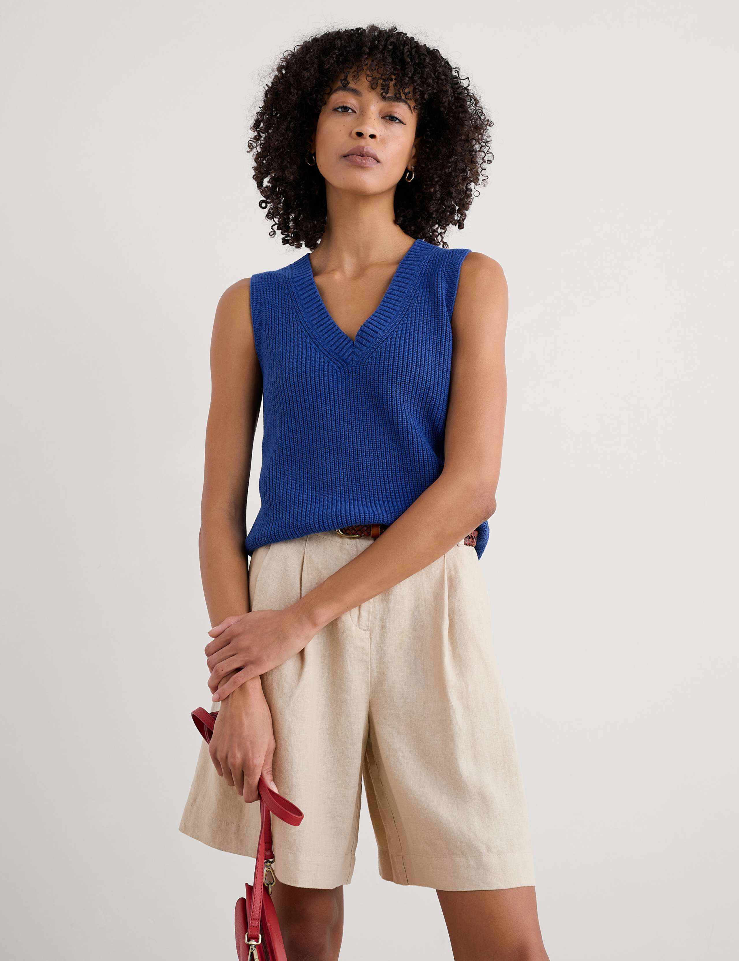 Pure Cotton Textured V-Neck Knitted Vest 4 of 4