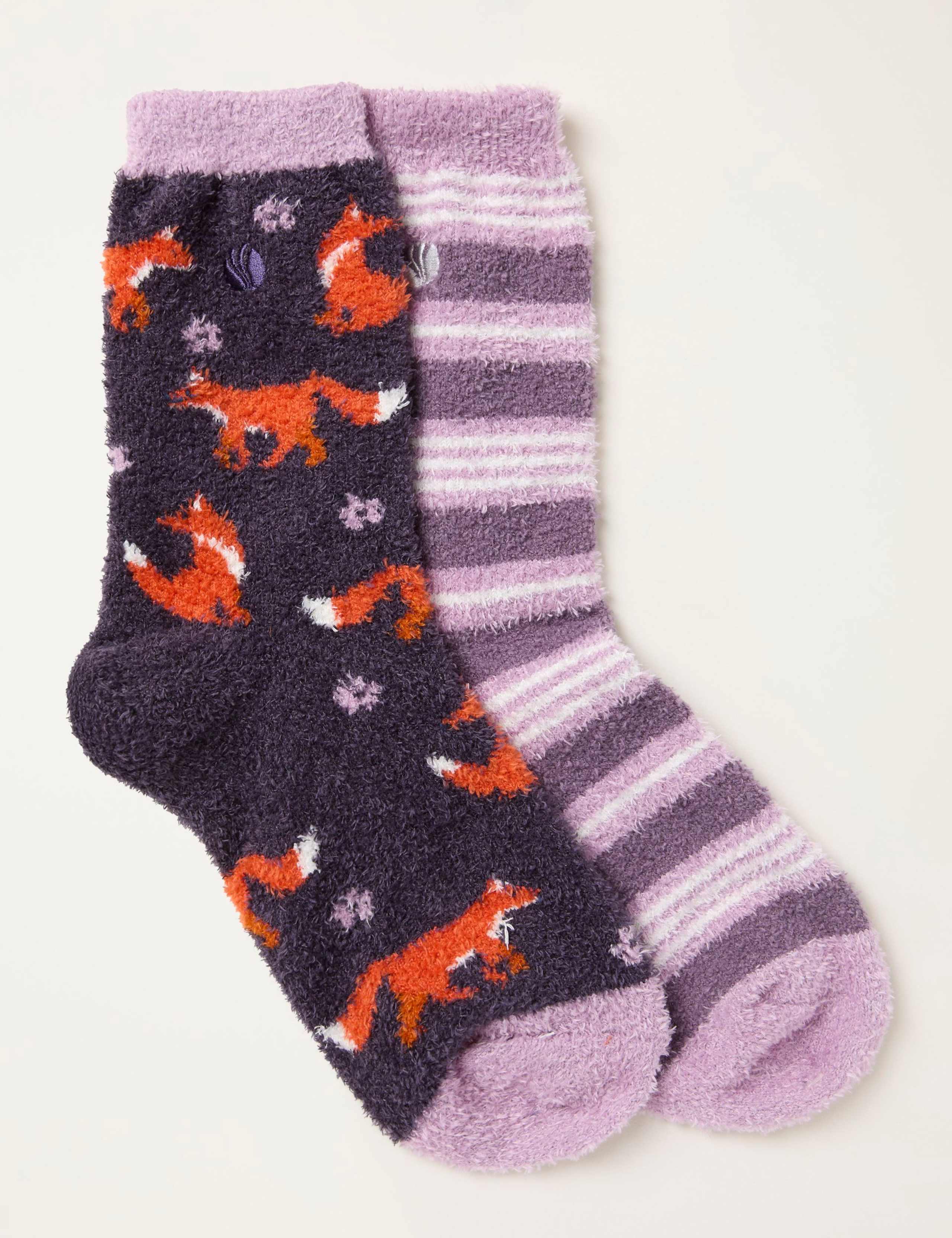 2pk Fox Fluffy Socks 1 of 2