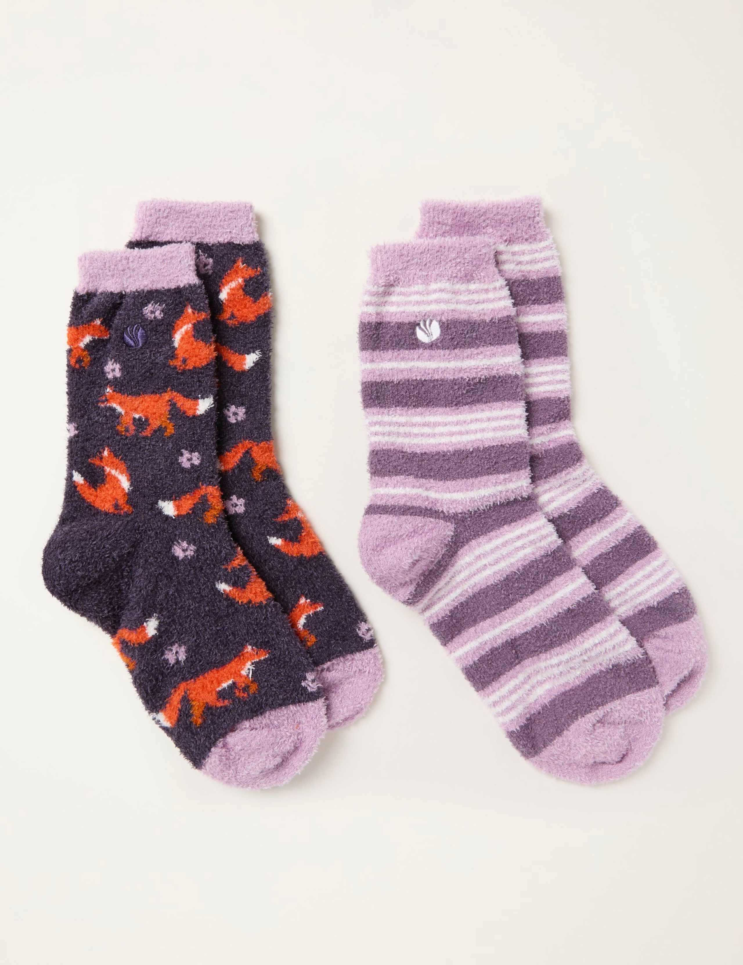 2pk Fox Fluffy Socks 2 of 2