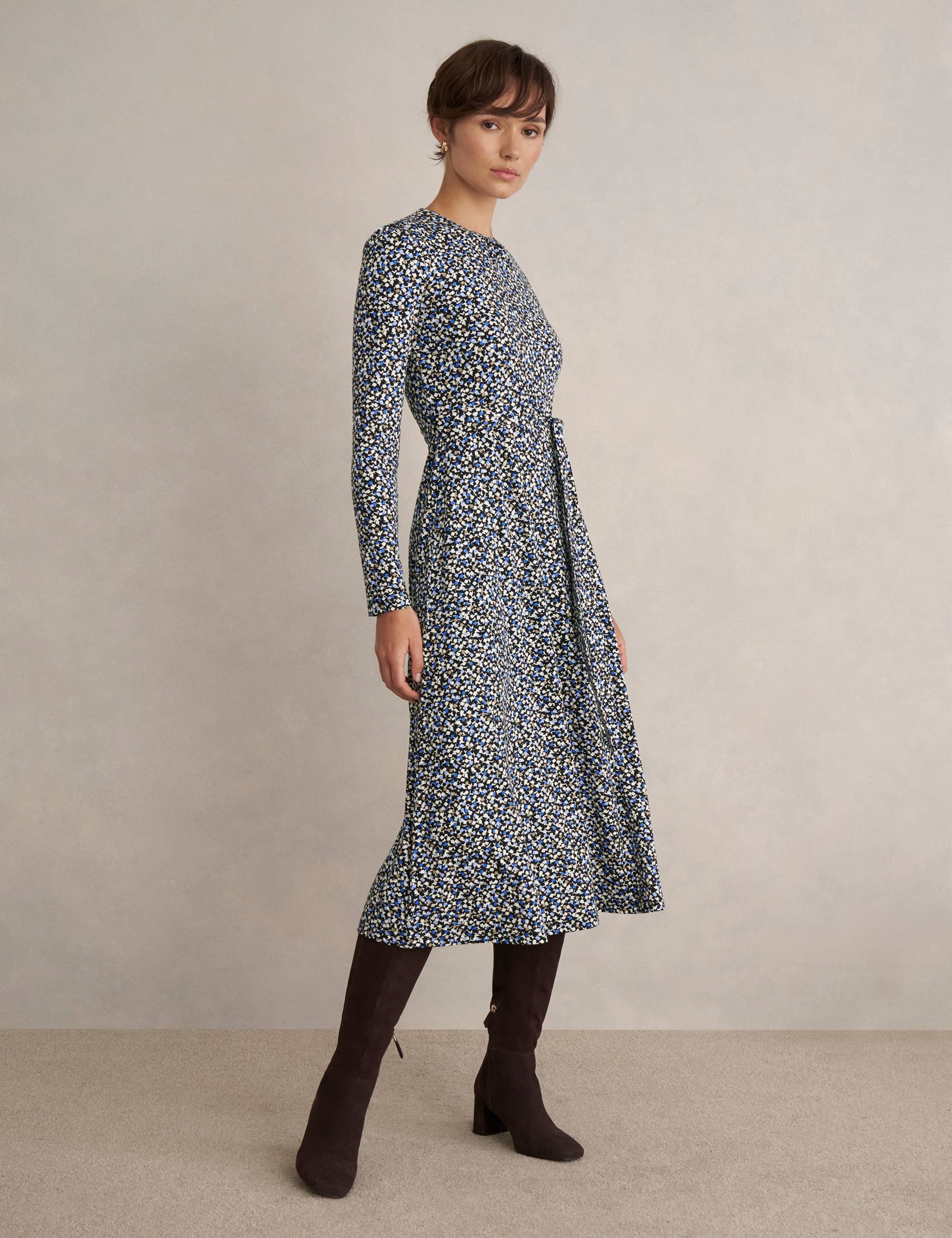 Jersey Geometric Midi Skater Dress 1 of 5