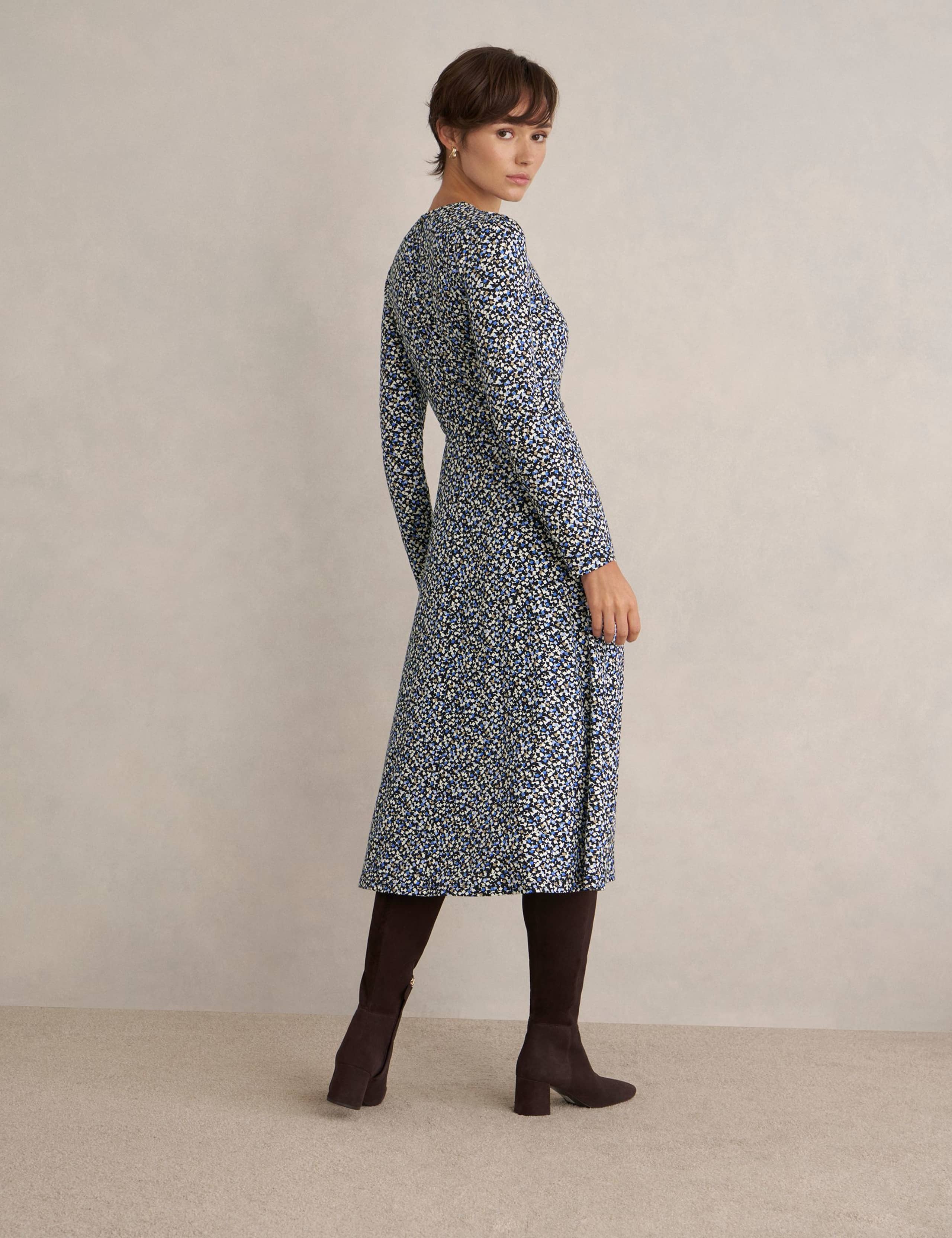 Jersey Geometric Midi Skater Dress 3 of 5