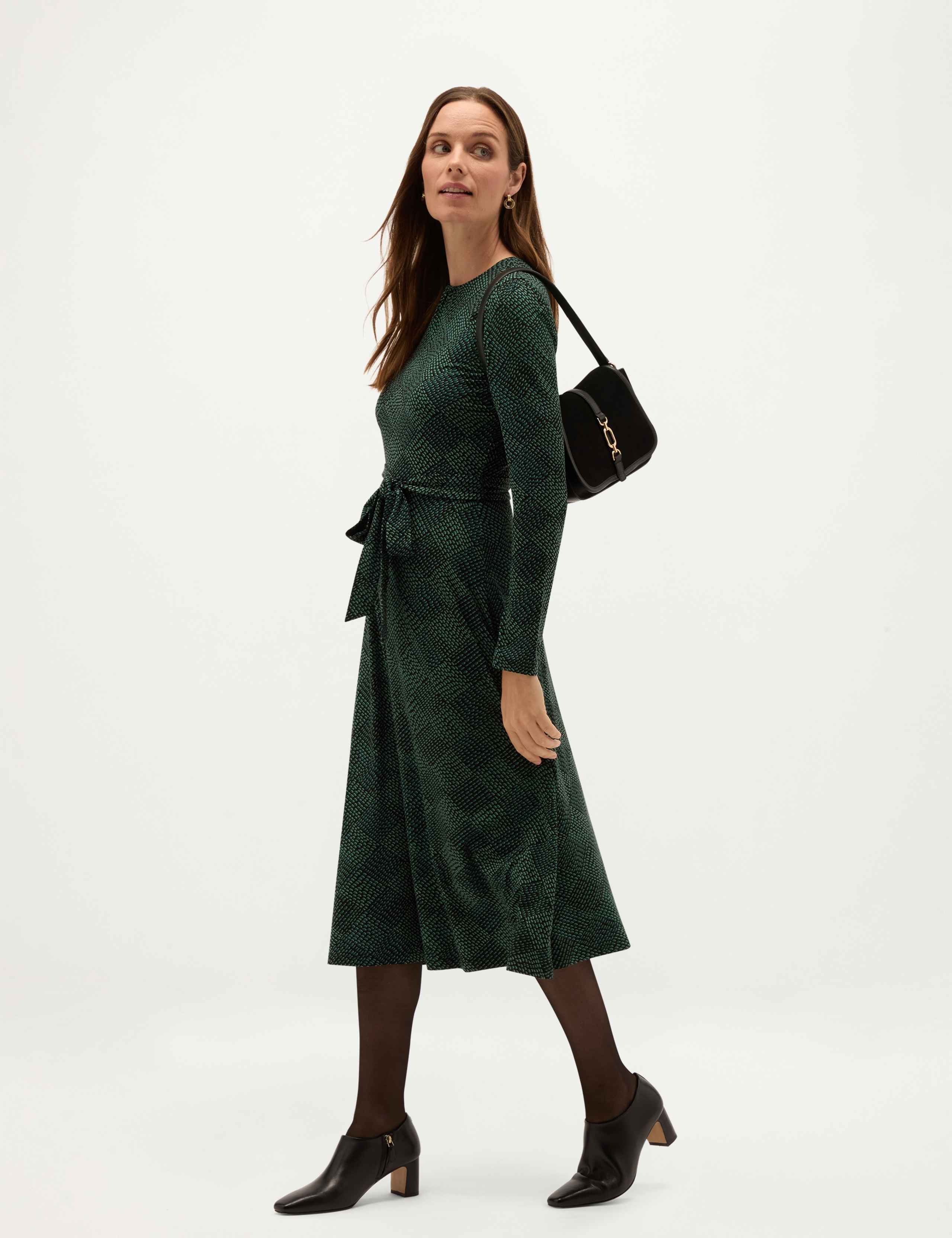 Jersey Geometric Midi Skater Dress 2 of 6