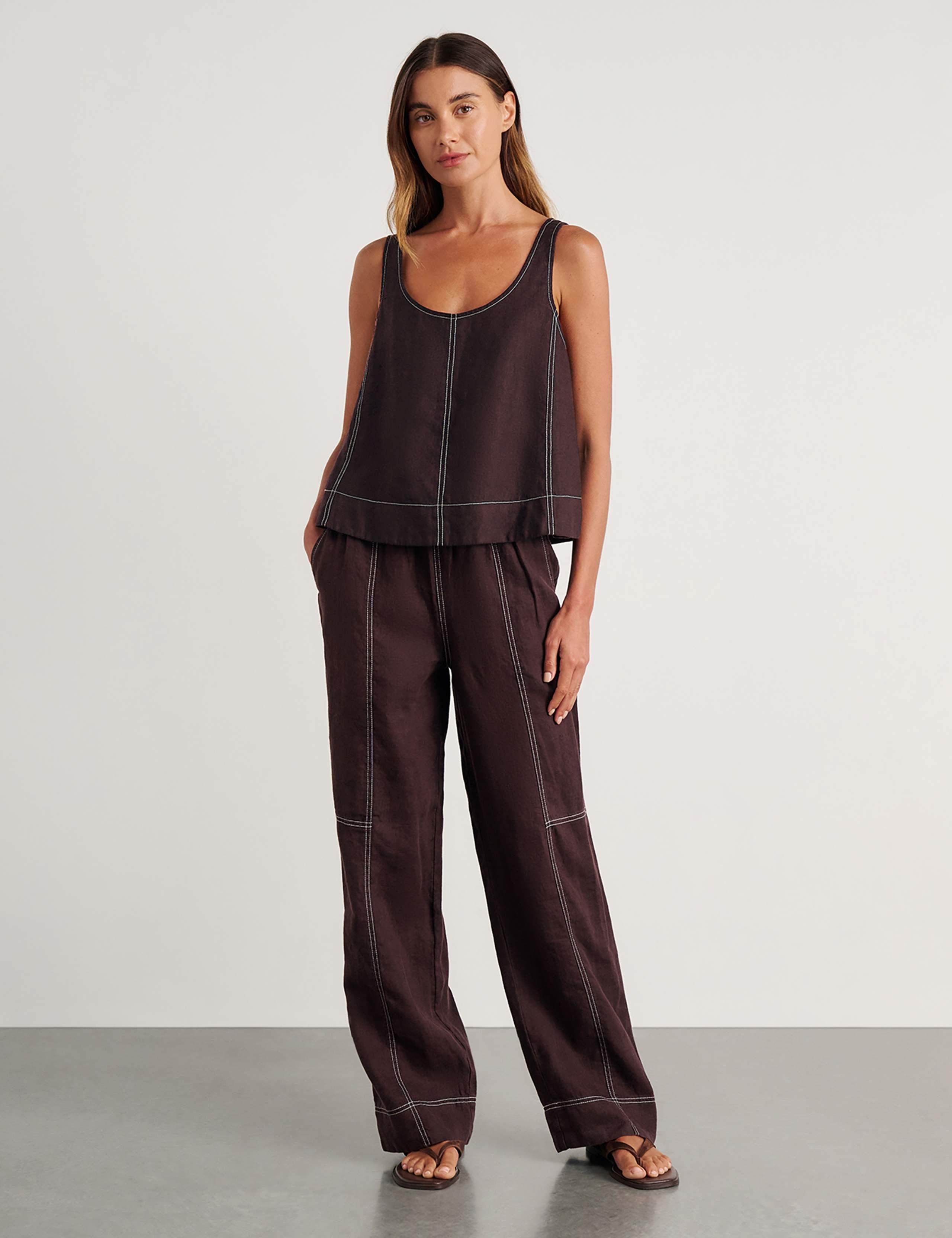 Pure Linen Scoop Neck Cami Top 2 of 7