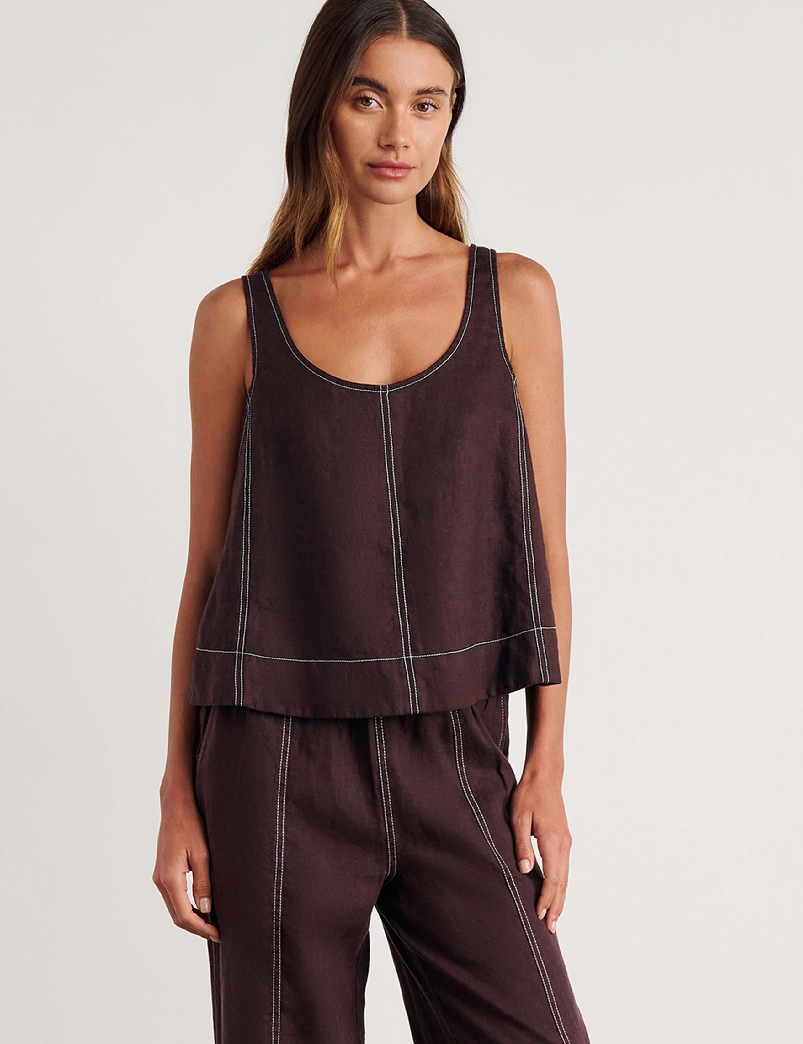 Pure Linen Scoop Neck Cami Top 3 of 7