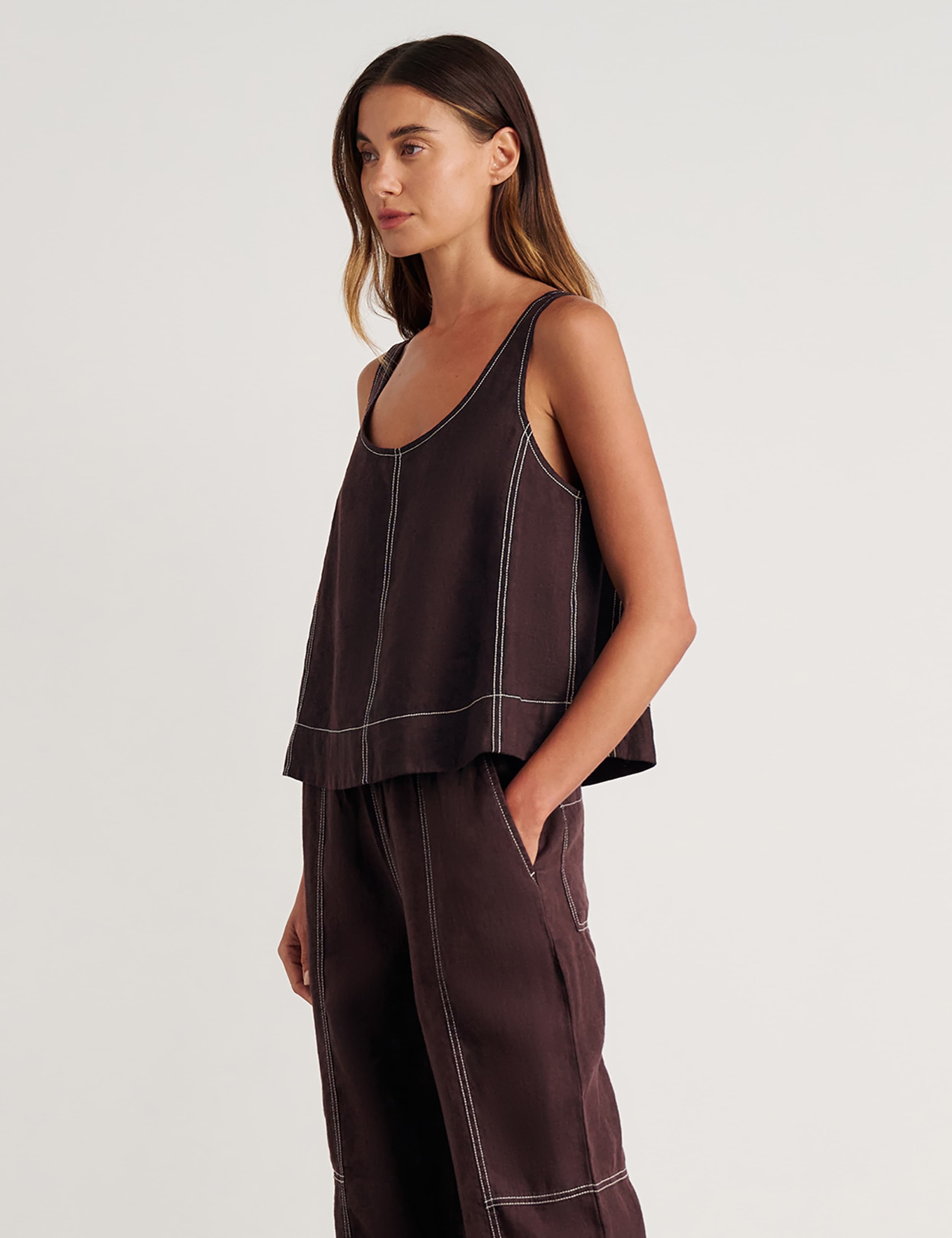 Pure Linen Scoop Neck Cami Top 4 of 7