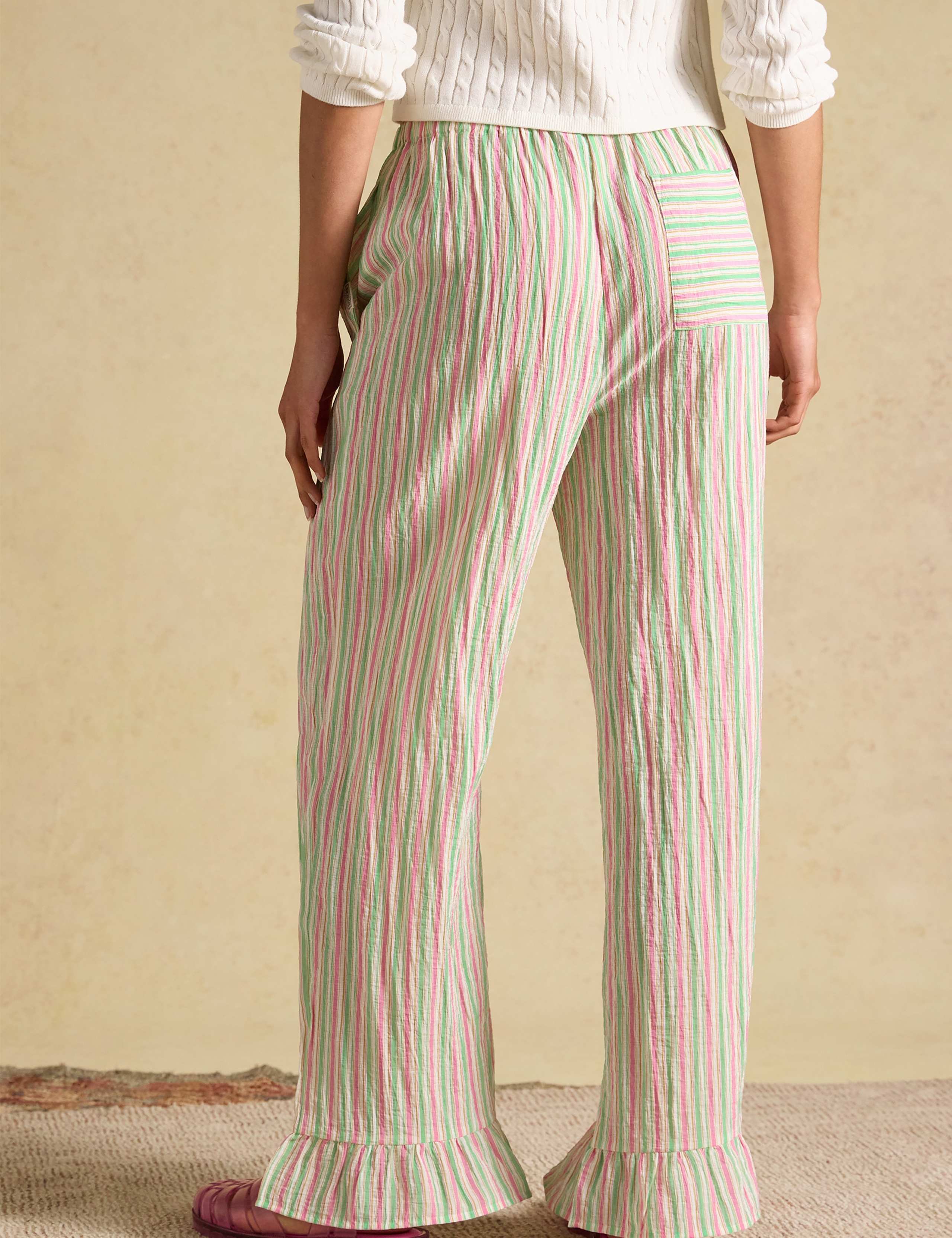 Striped Wide Leg Frill Hem Trousers 8 of 8