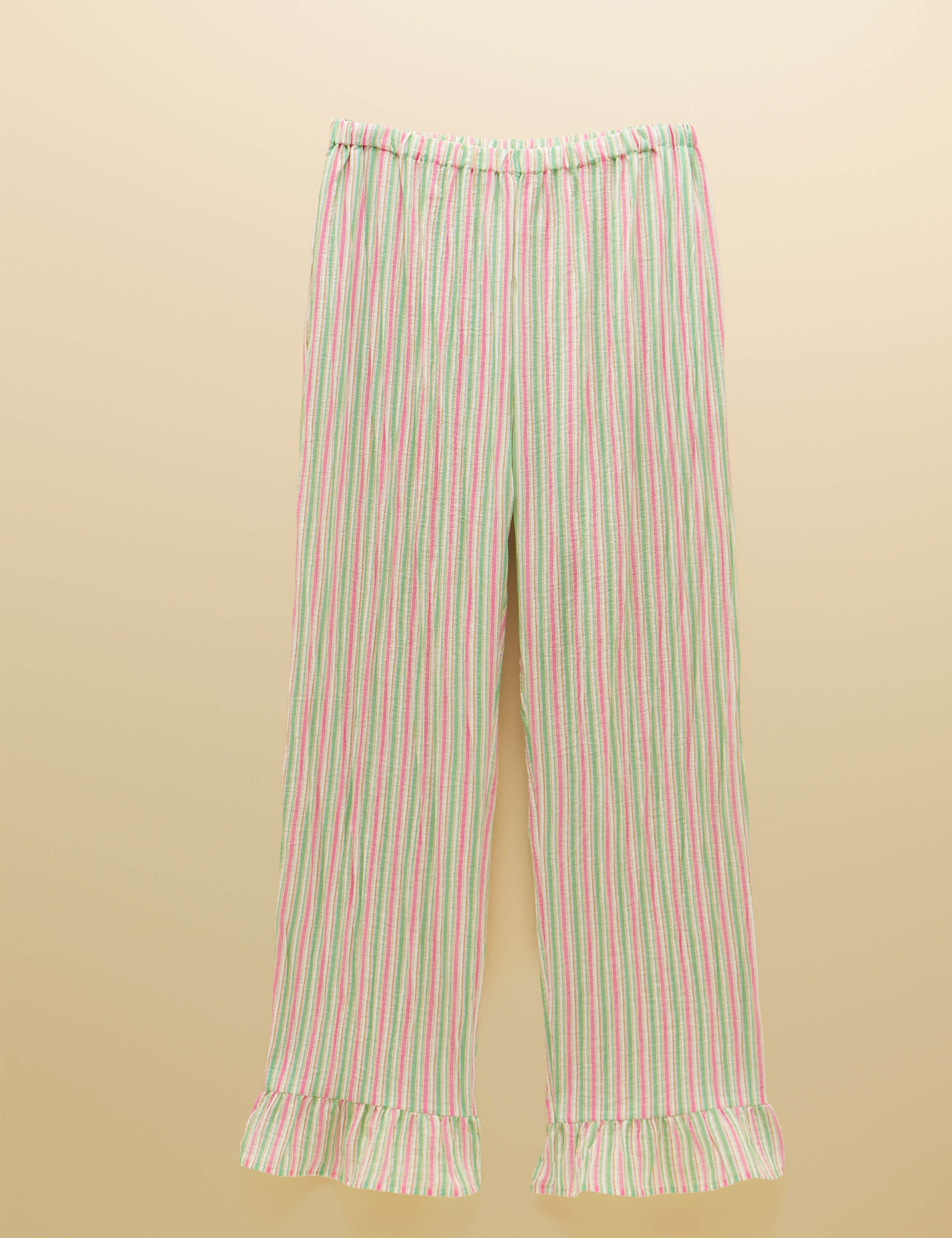 Striped Wide Leg Frill Hem Trousers 2 of 8