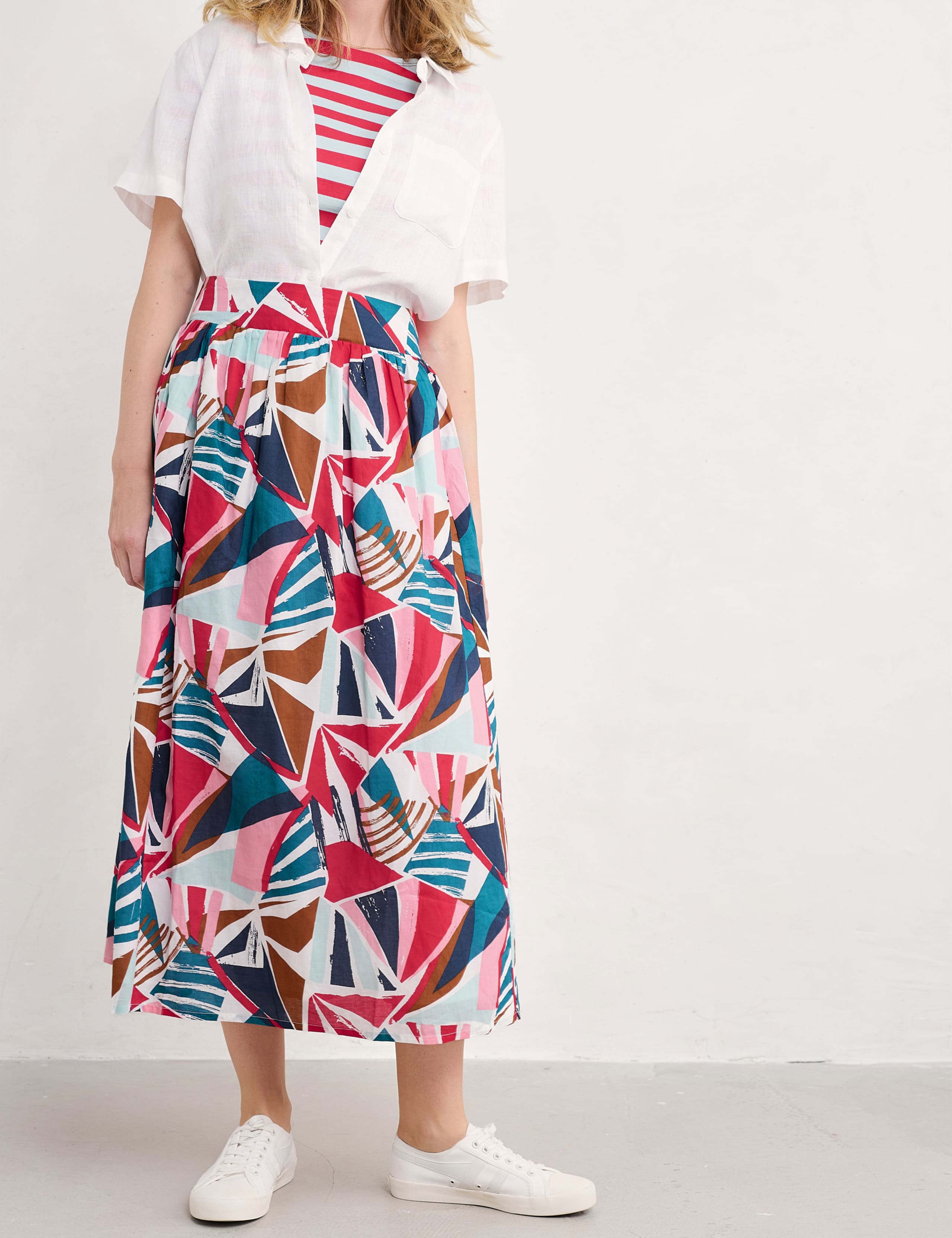 Pure Cotton Printed Midi A-Line Skirt 3 of 4