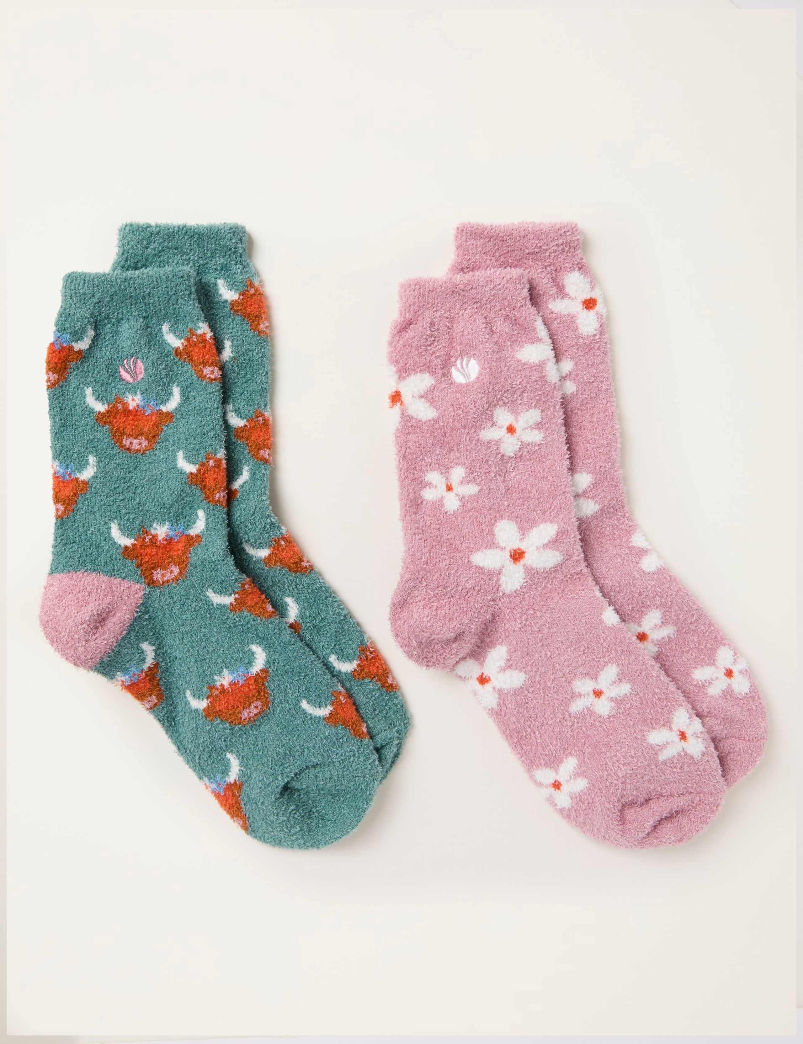 2pk Patterned Fluffy Socks 2 of 2