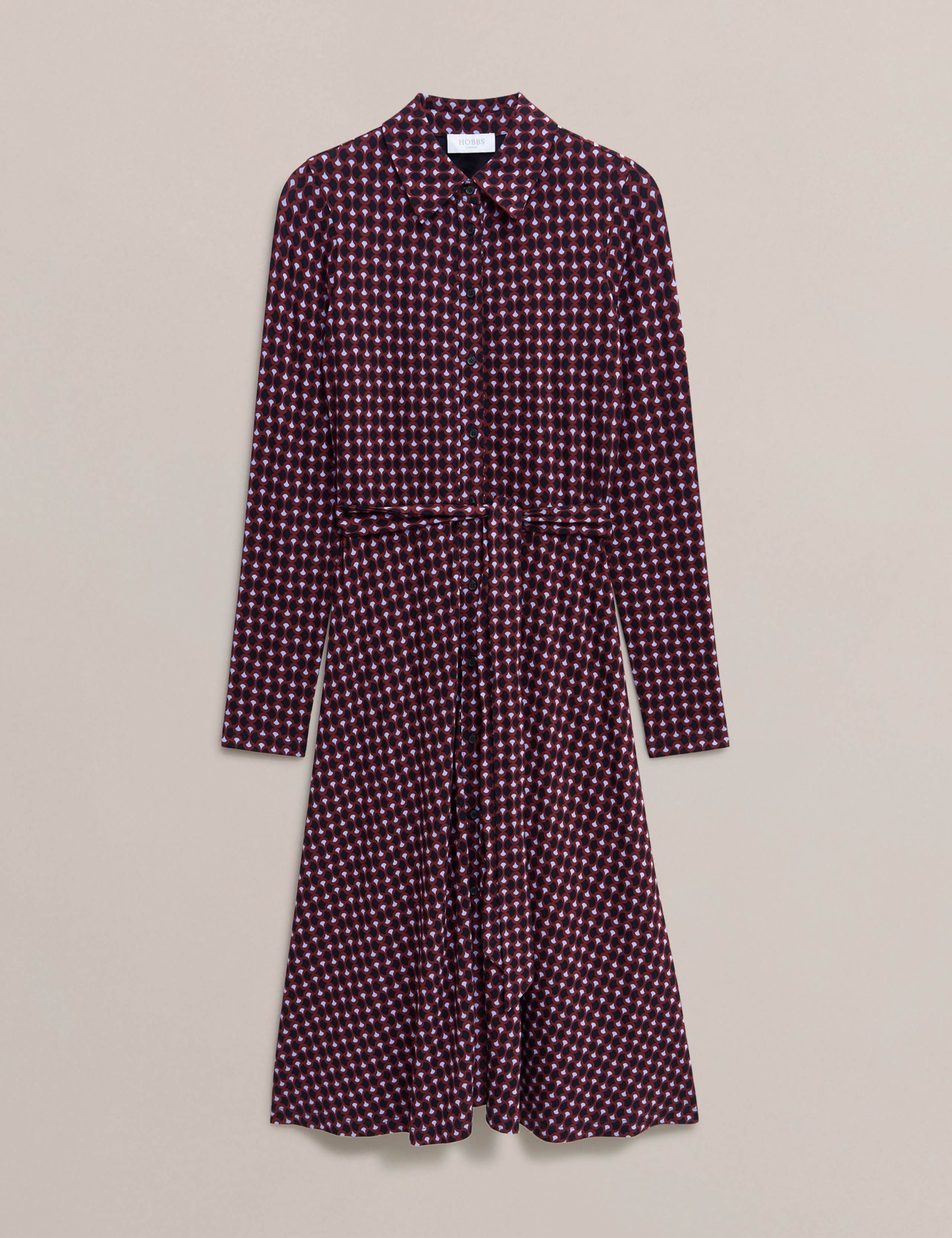 Jersey Geometric V-Neck Midi Shirt Dress 2 of 5