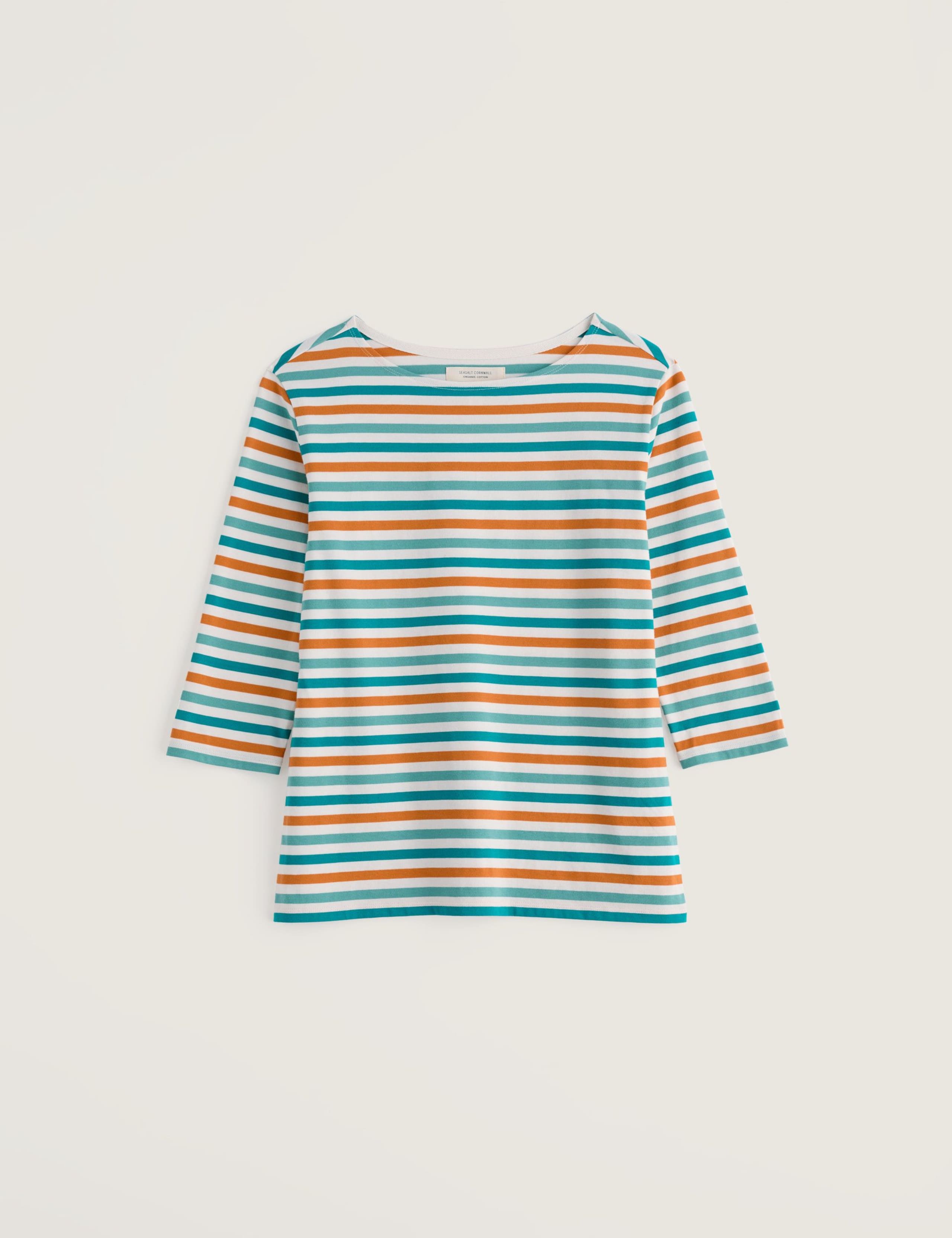 Pure Cotton Striped Slash Neck Top 2 of 5