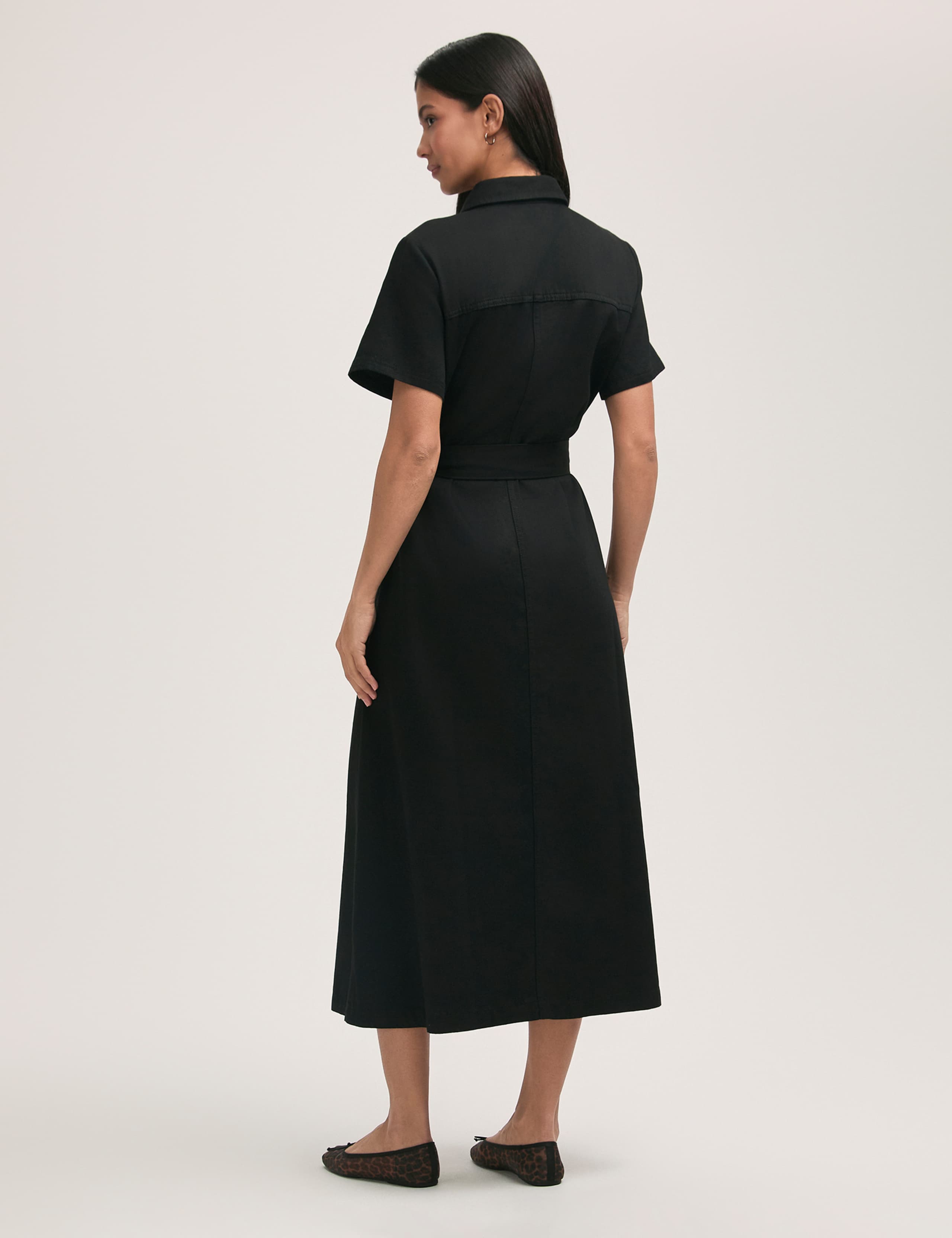 Cotton Rich Denim Midi Shirt Dress 2 of 4