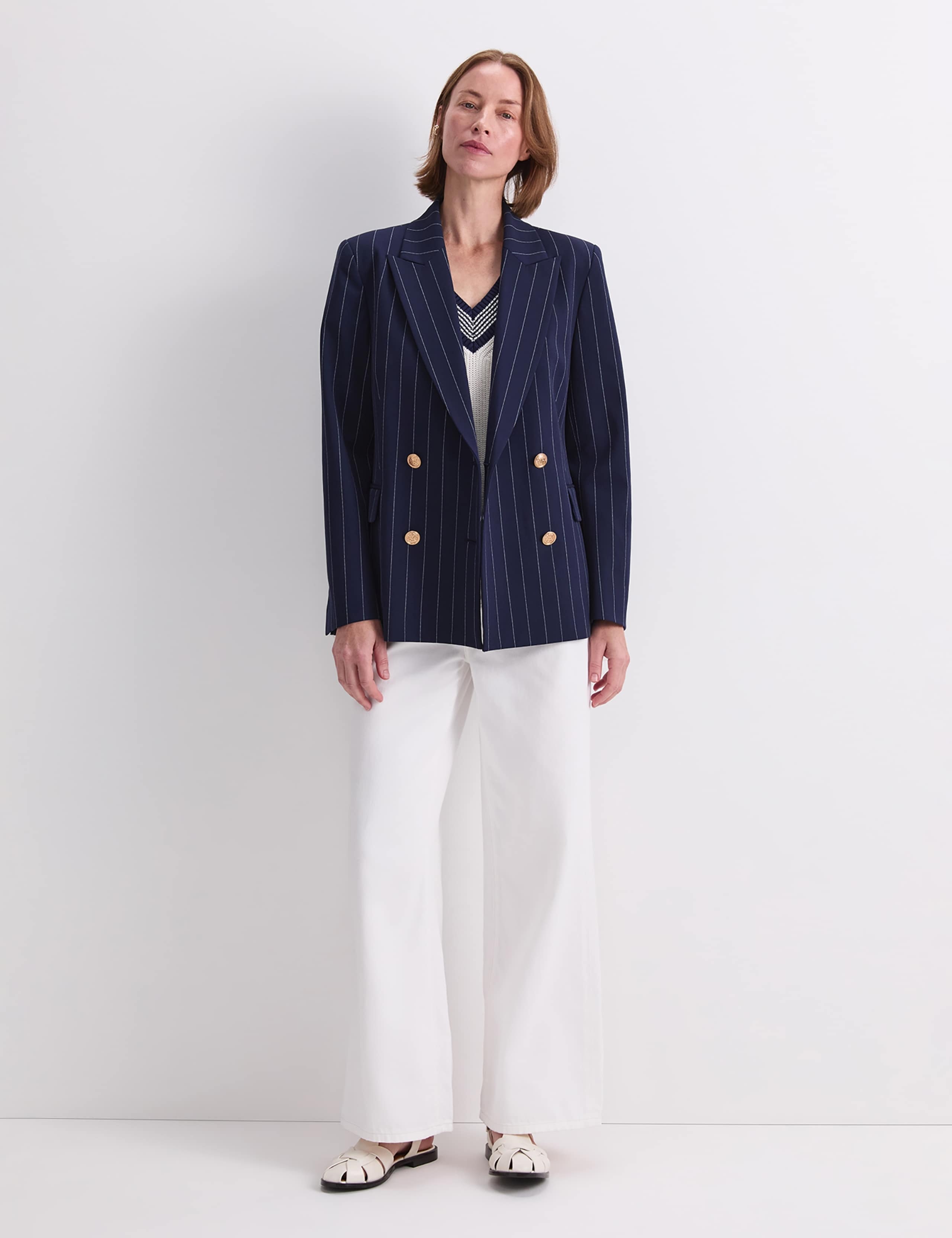 Pinstripe Double Breasted Blazer 2 of 8