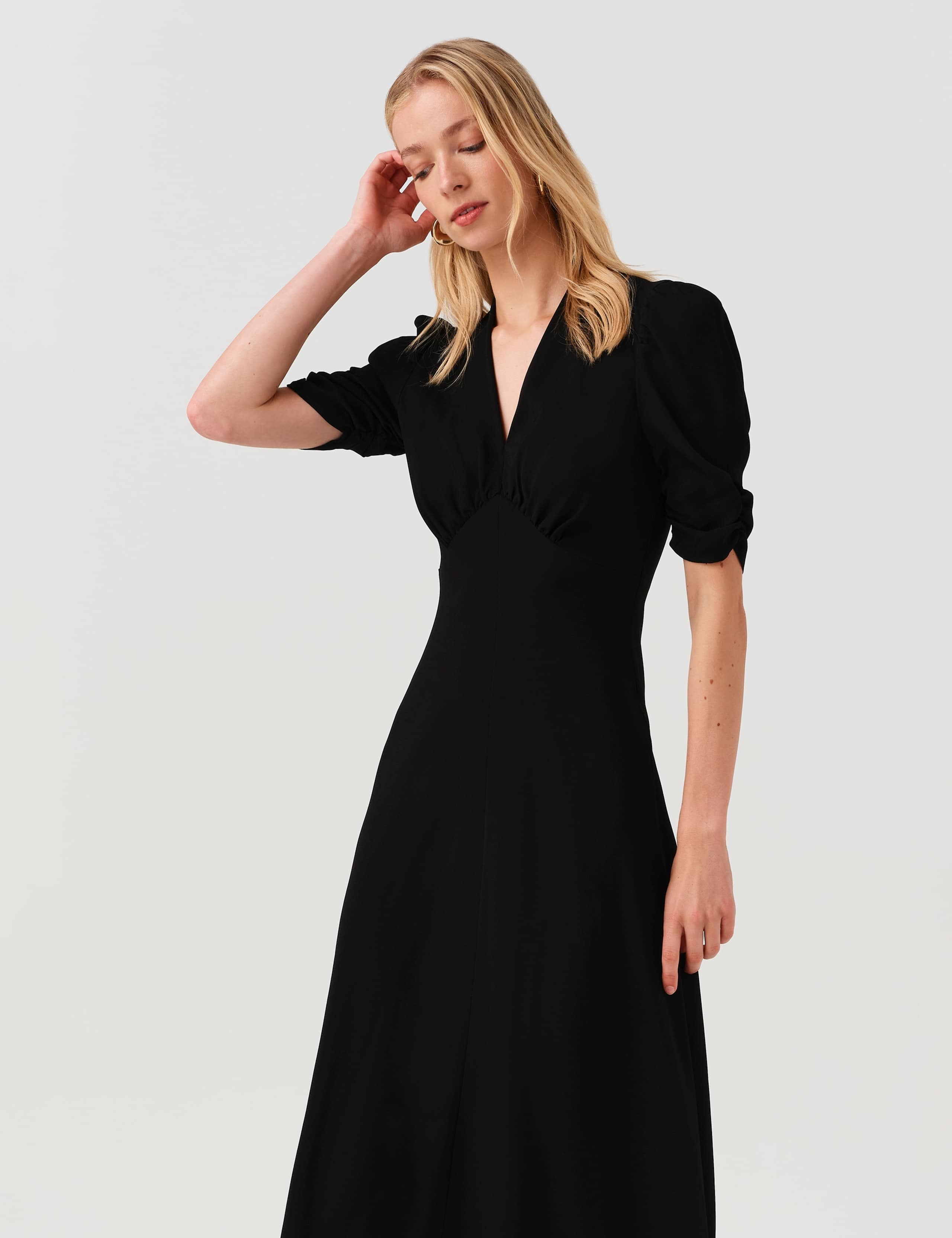 Crepe V-Neck Midi Tea Dress 10 of 10