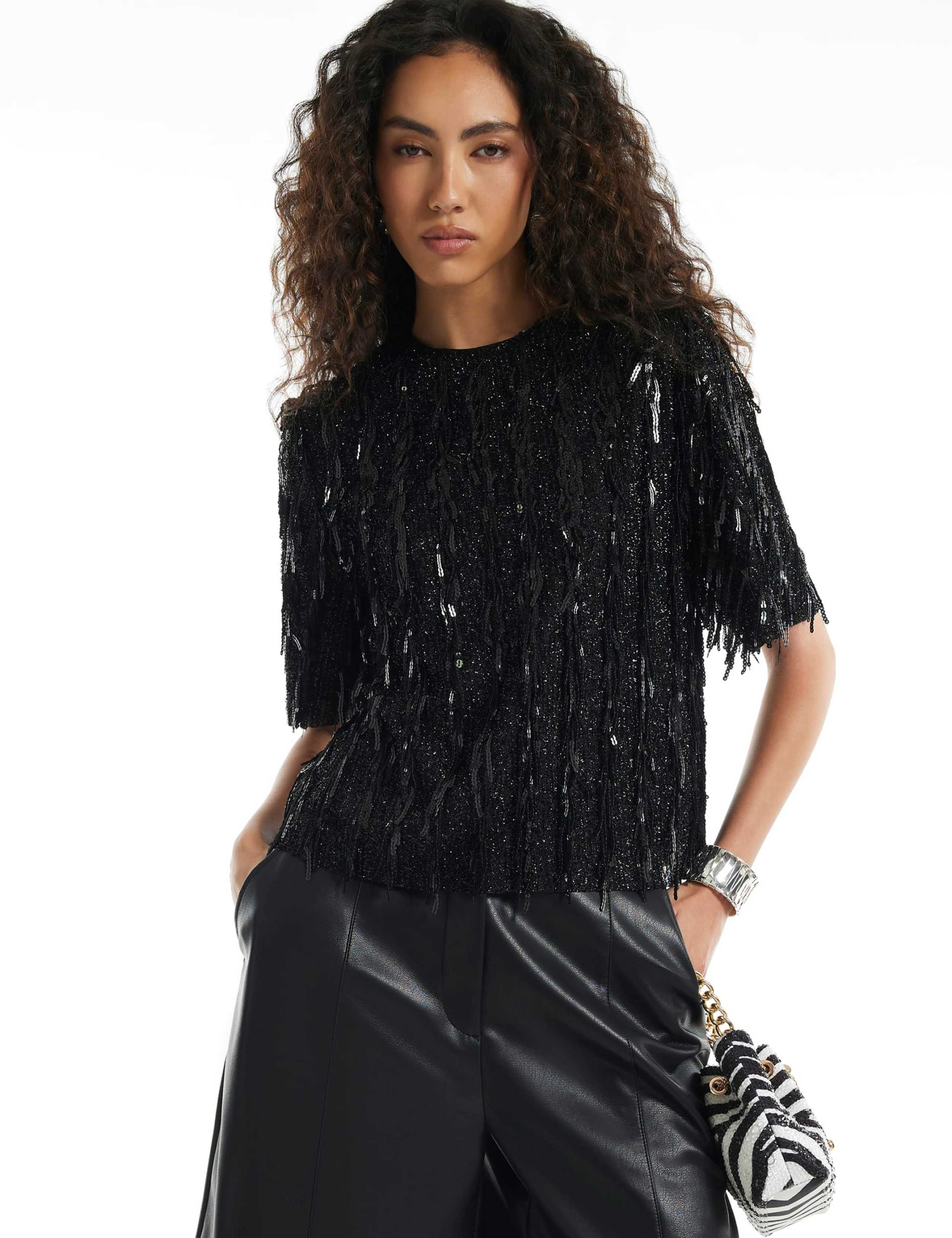 Sequin Round Neck T-Shirt 3 of 6