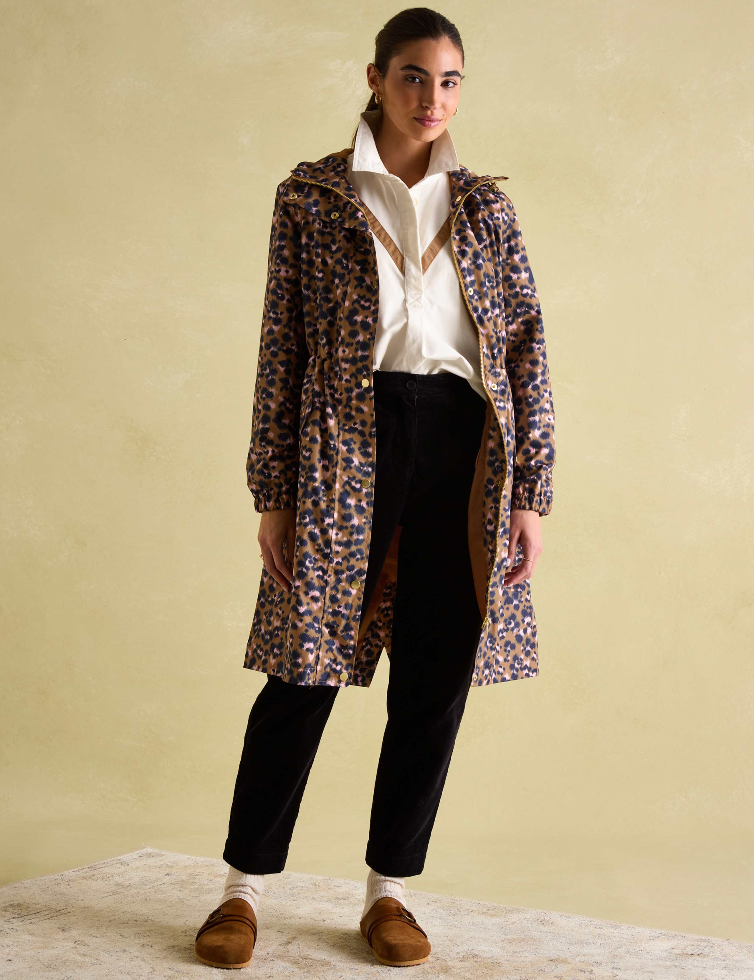 Animal Print Hooded Packaway Longline Raincoat 1 of 6