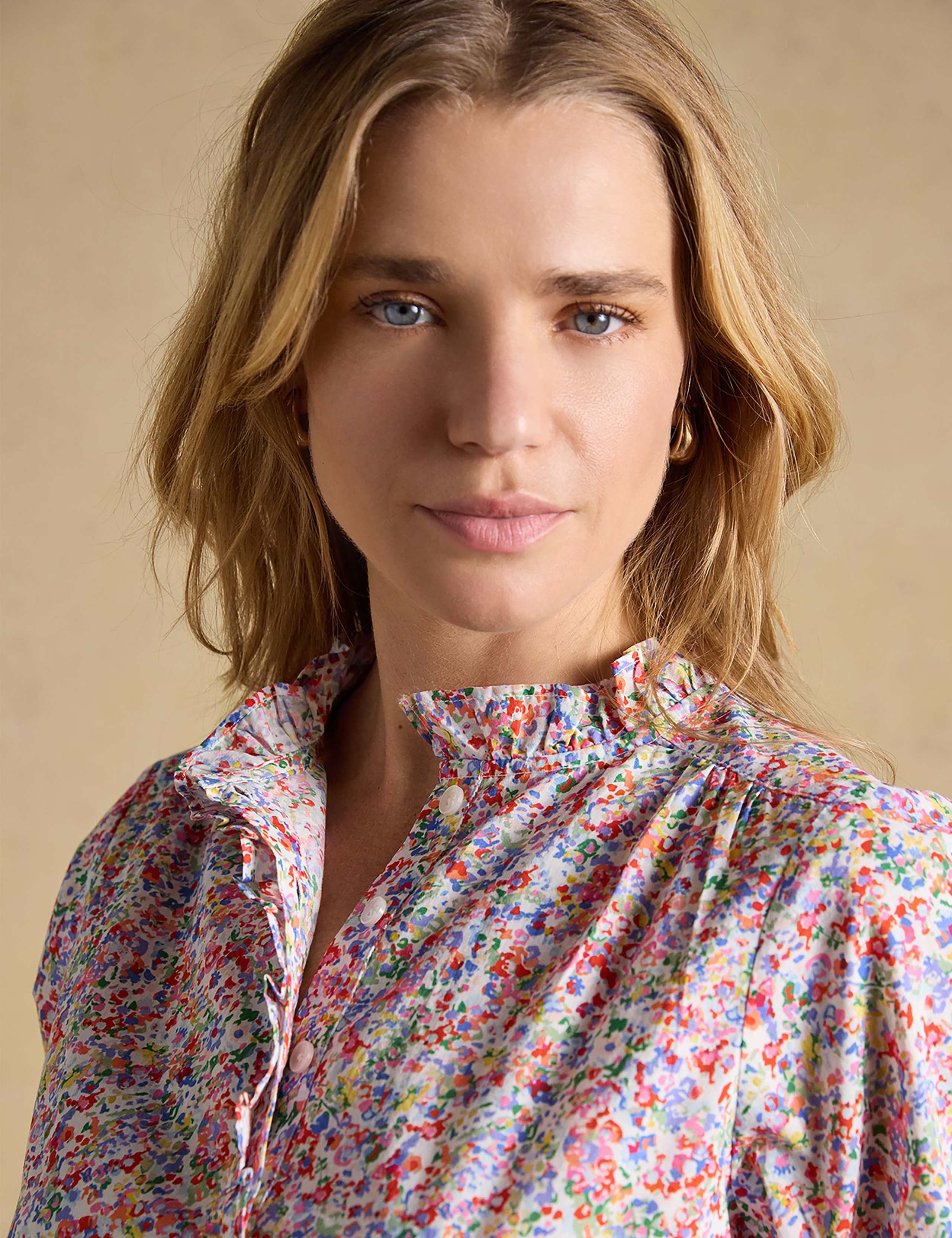 Pure Cotton Floral Frill V-Neck Blouse 6 of 8