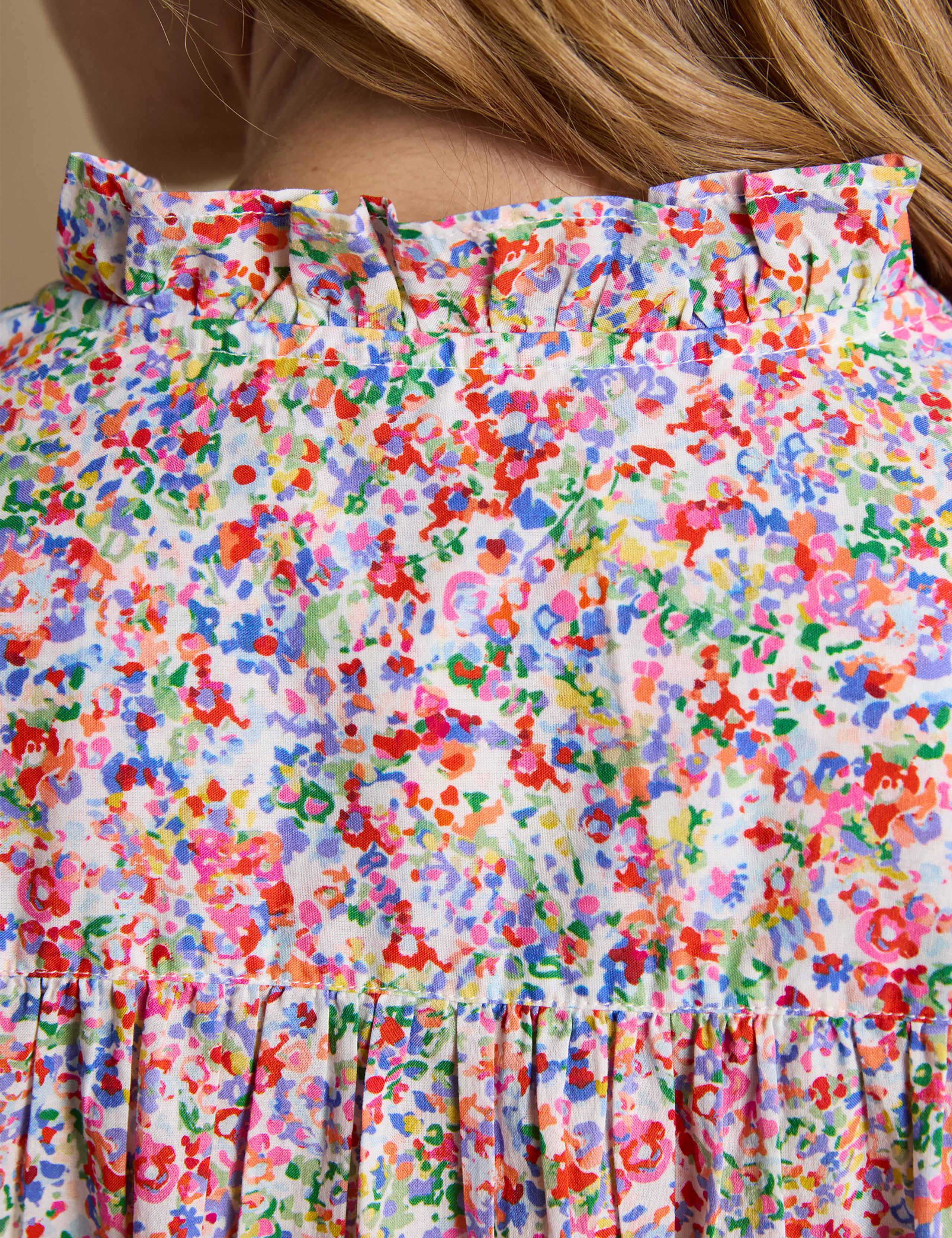 Pure Cotton Floral Frill V-Neck Blouse 7 of 8