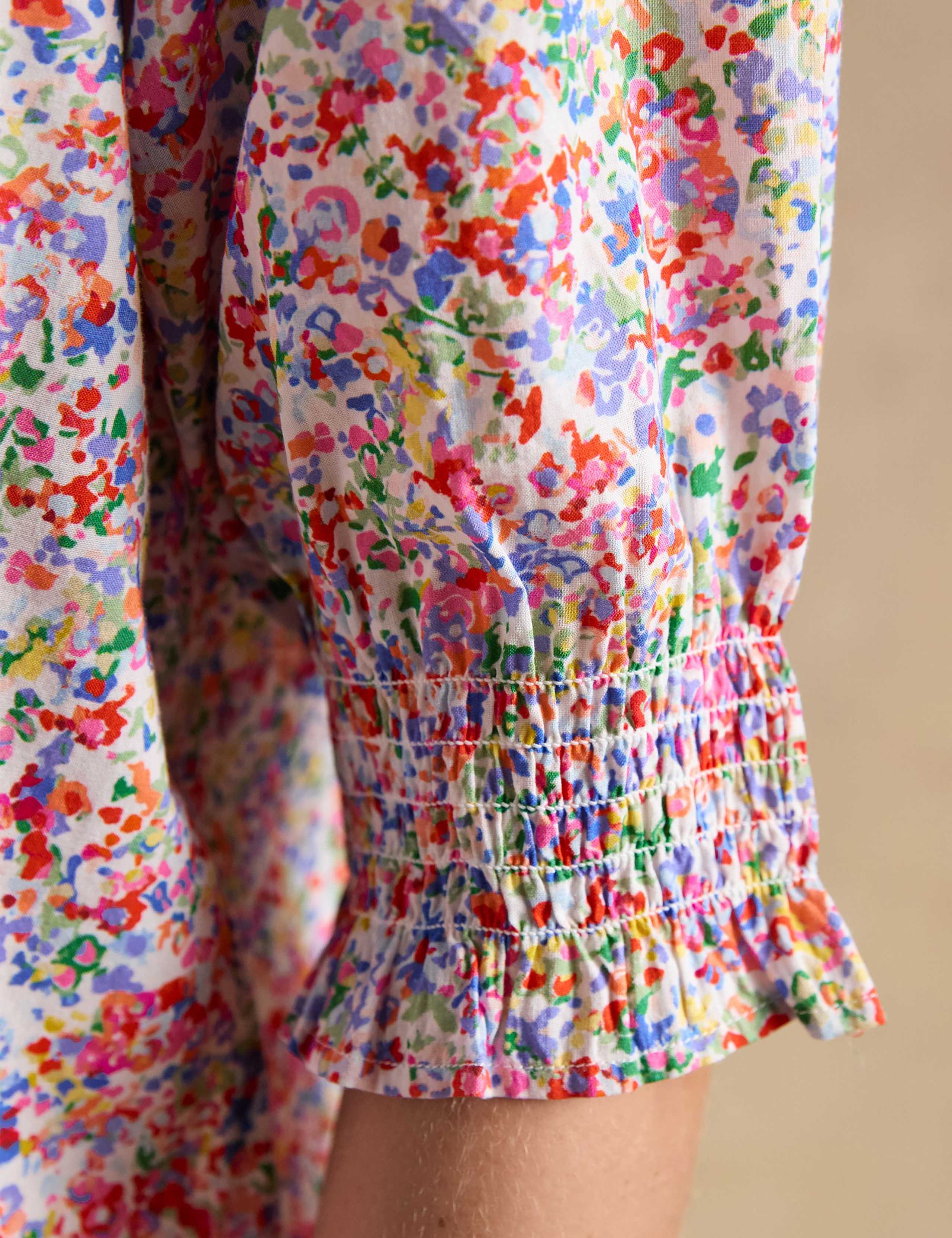 Pure Cotton Floral Frill V-Neck Blouse 8 of 8