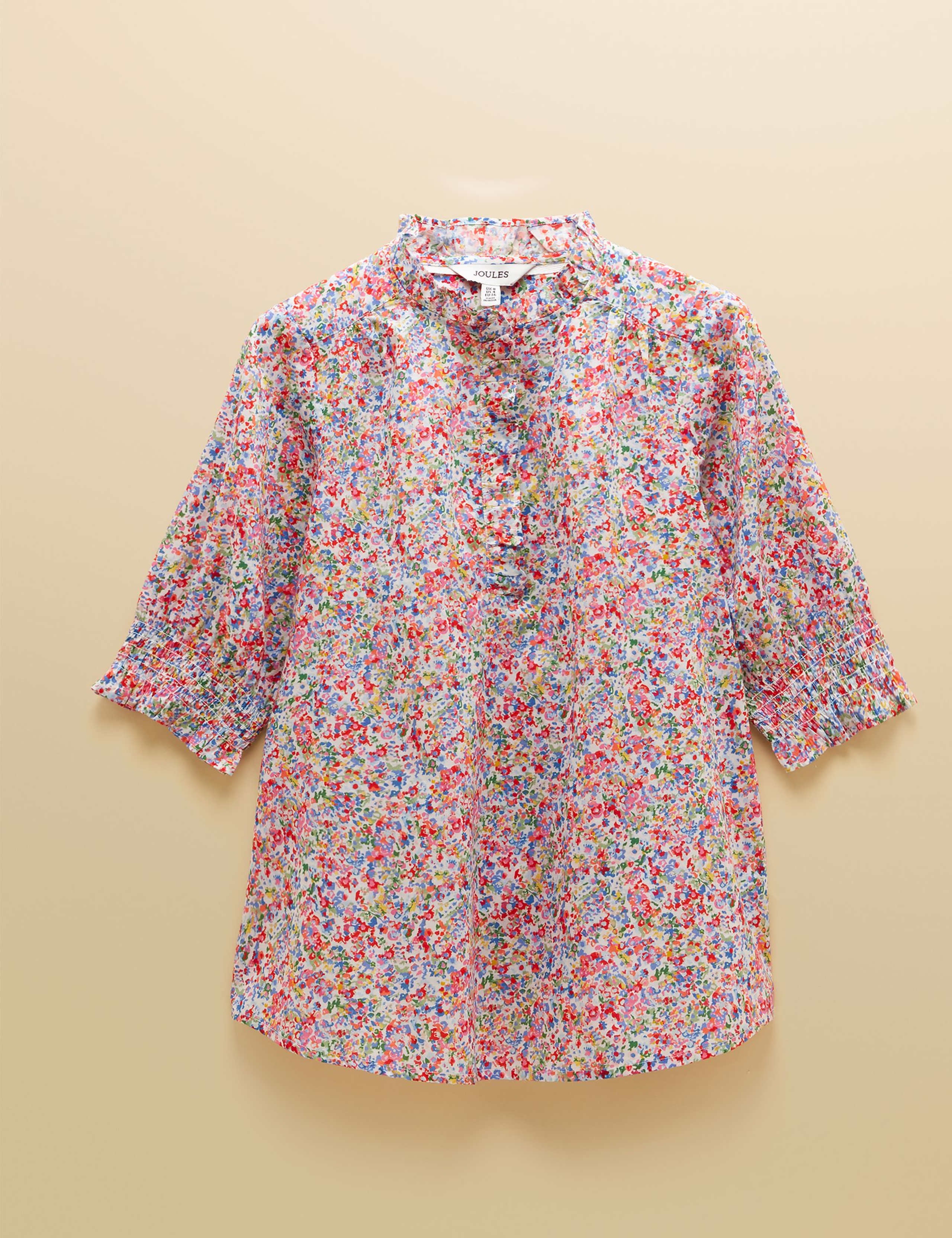 Pure Cotton Floral Frill V-Neck Blouse 2 of 8