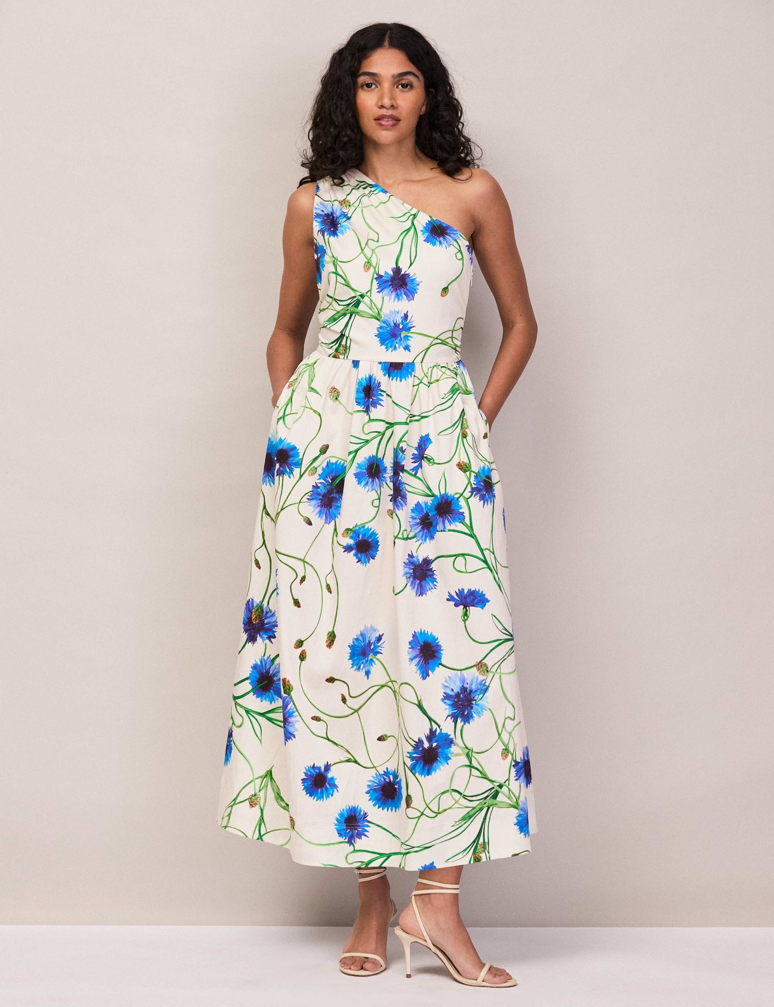 Cotton Rich Floral One Shoulder Maxi Dress 3 of 7