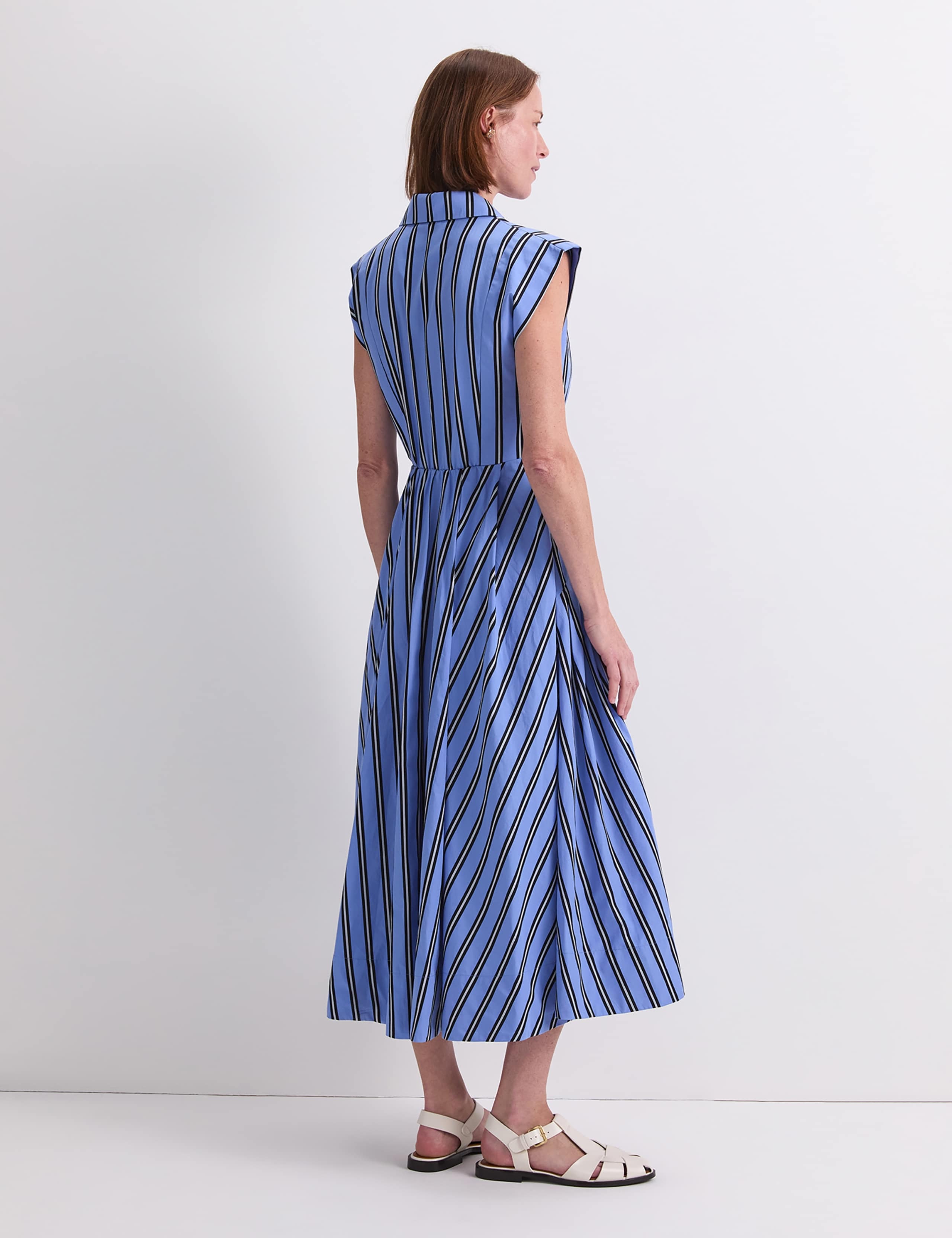 Pure Cotton Striped Midi Shirt Dress 2 of 6