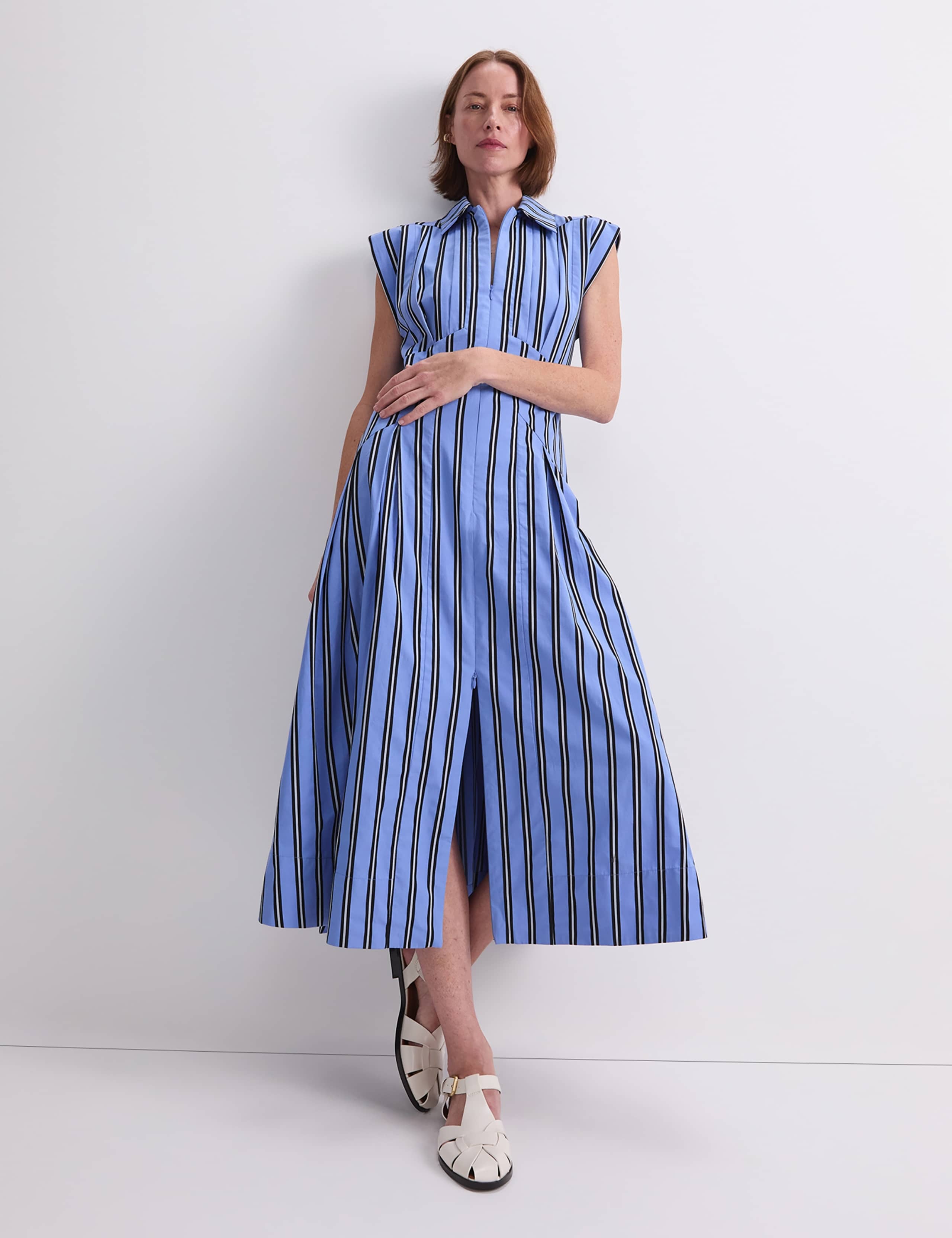 Pure Cotton Striped Midi Shirt Dress 4 of 6