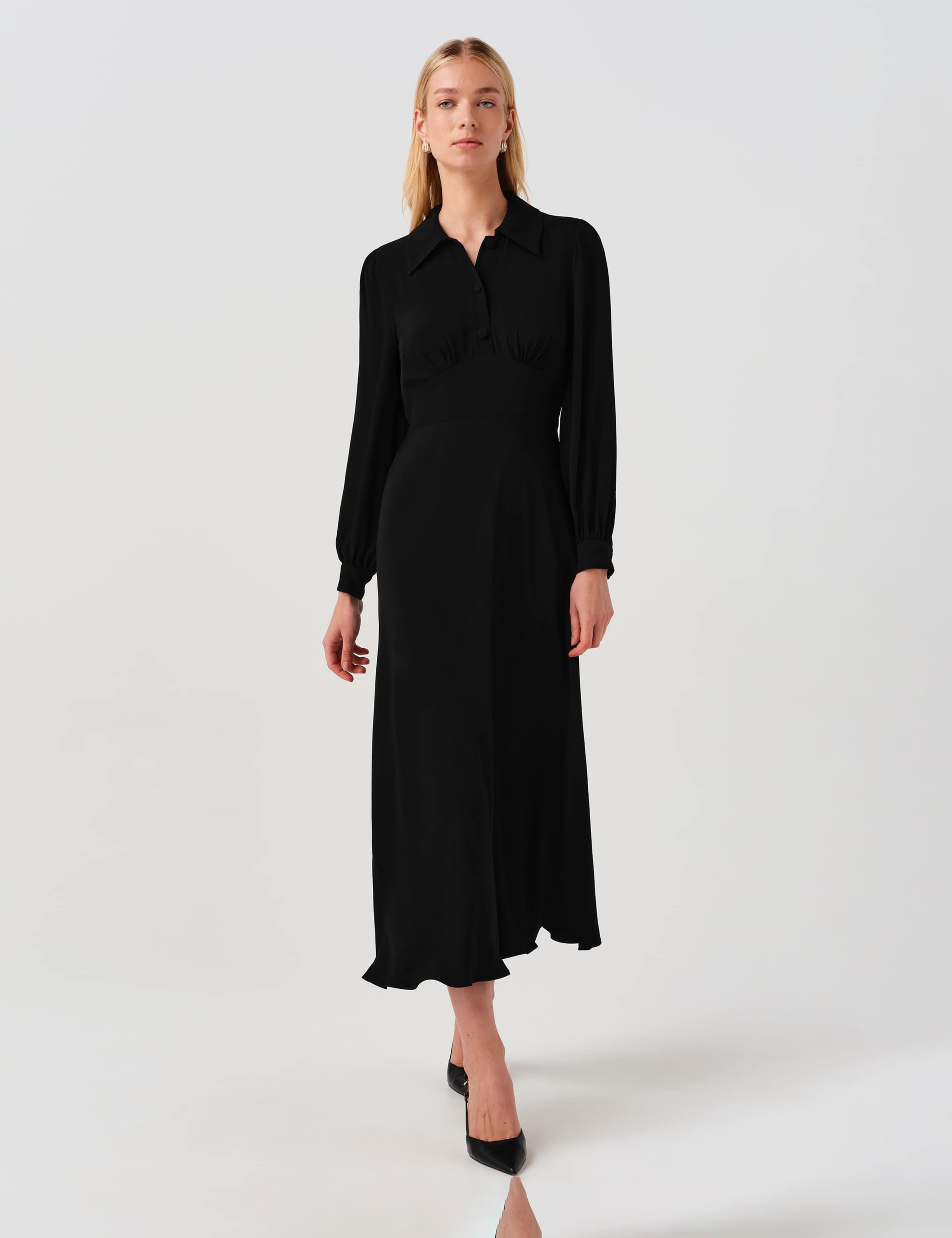 Crepe Midi Waisted Dress 1 of 9