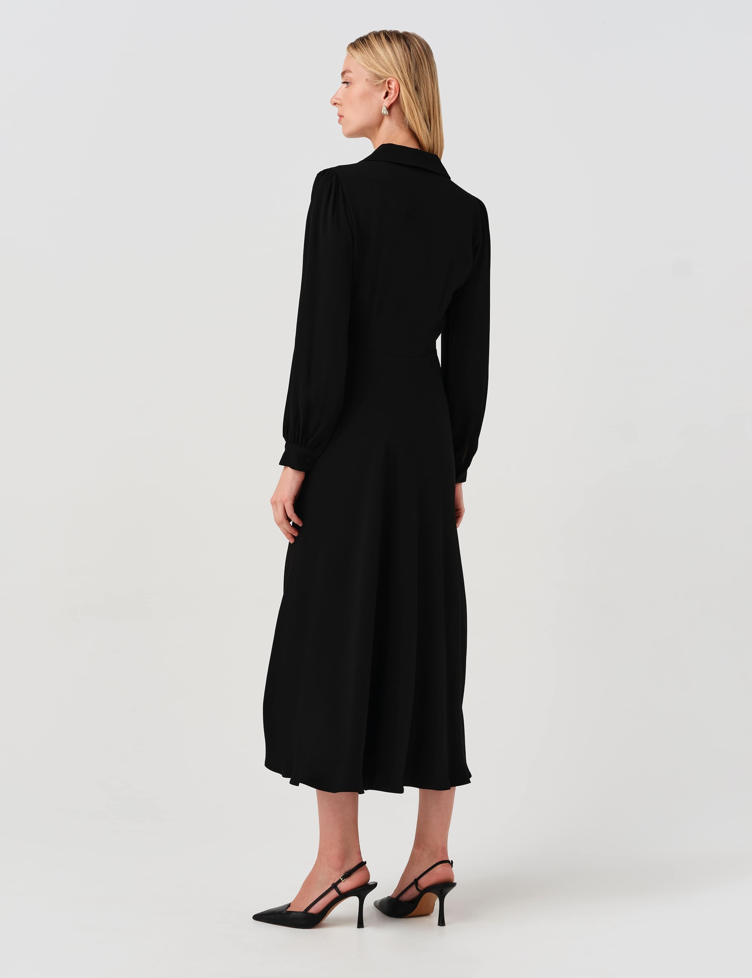 Crepe Midi Waisted Dress 2 of 9
