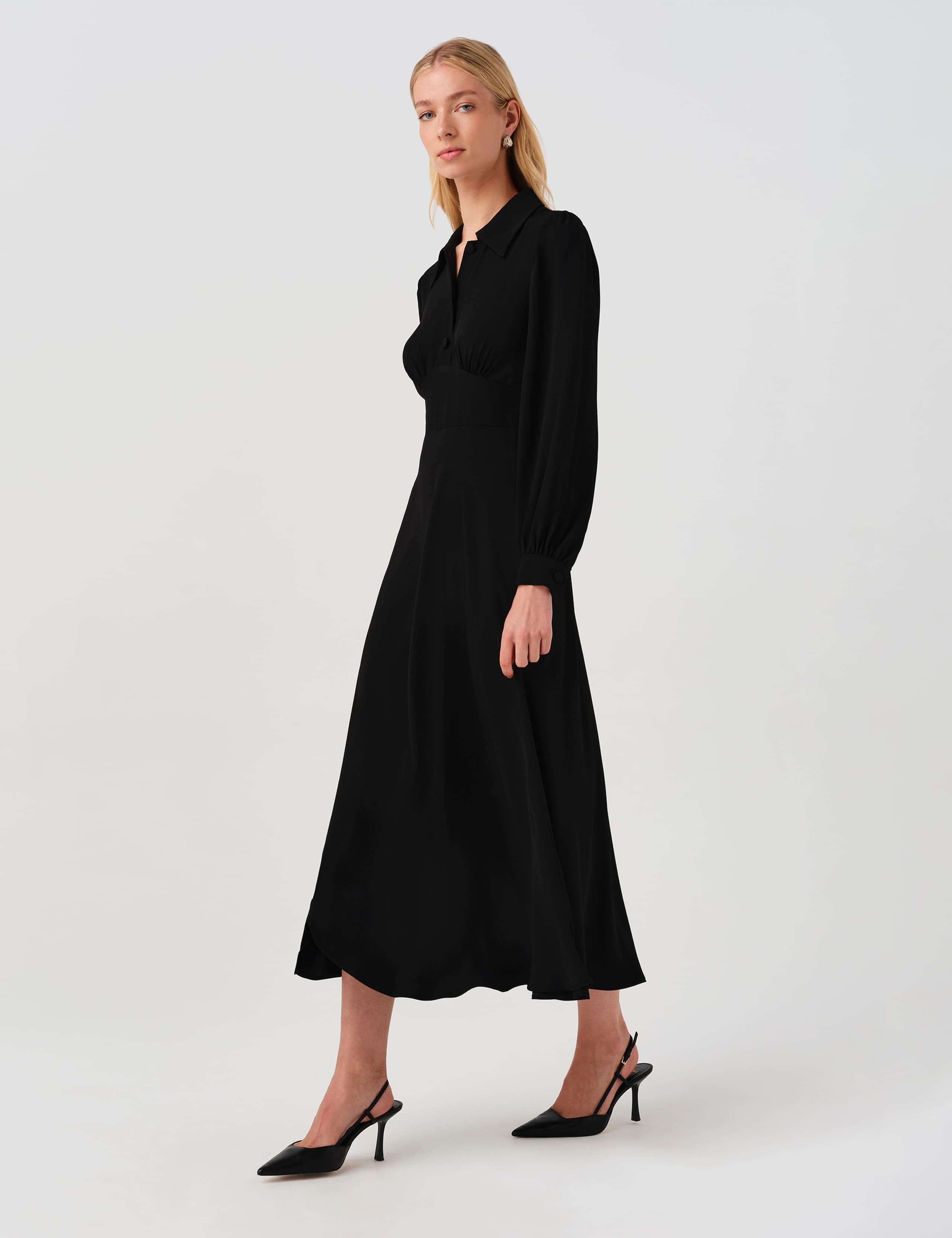 Crepe Midi Waisted Dress 3 of 9