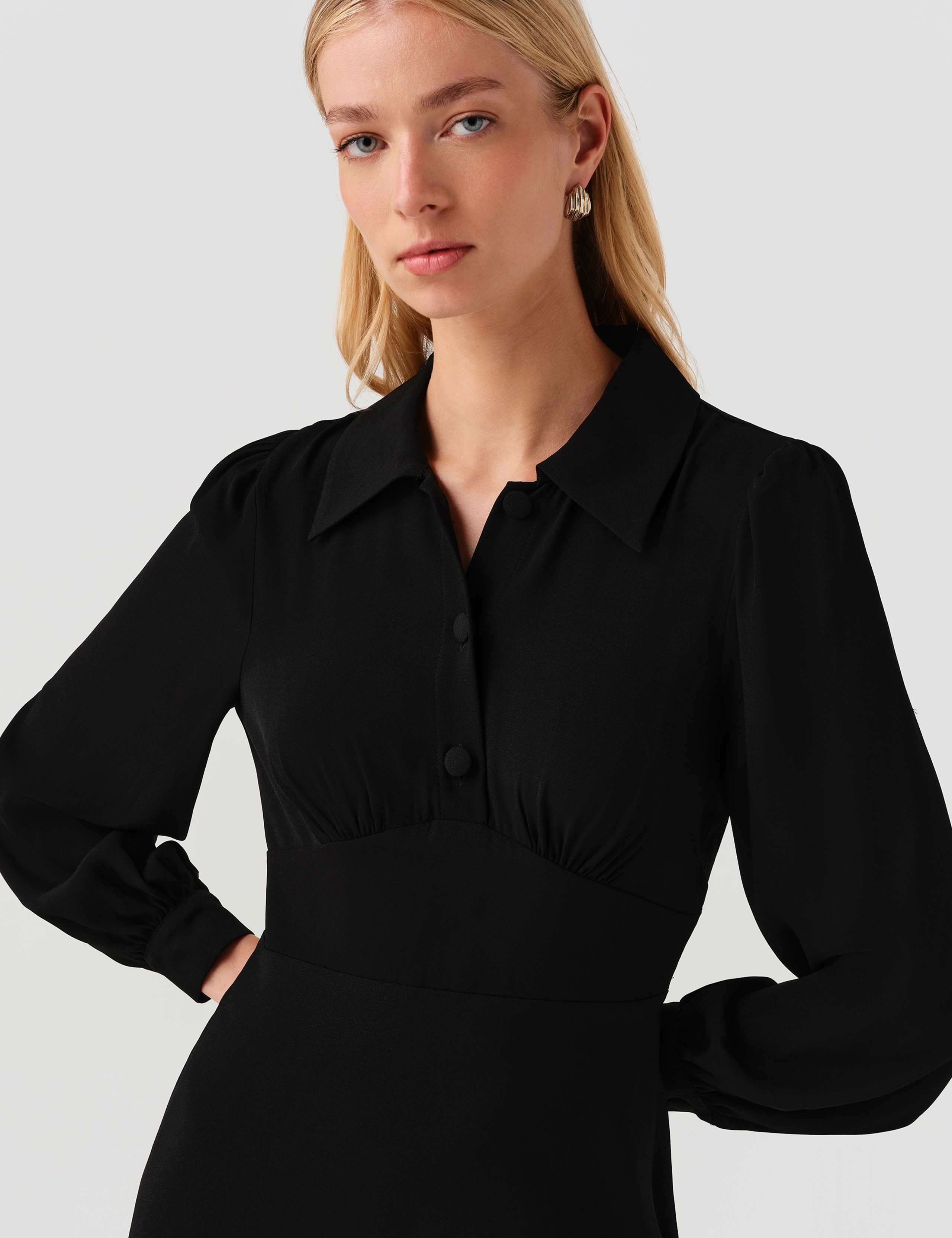 Crepe Midi Waisted Dress 4 of 9