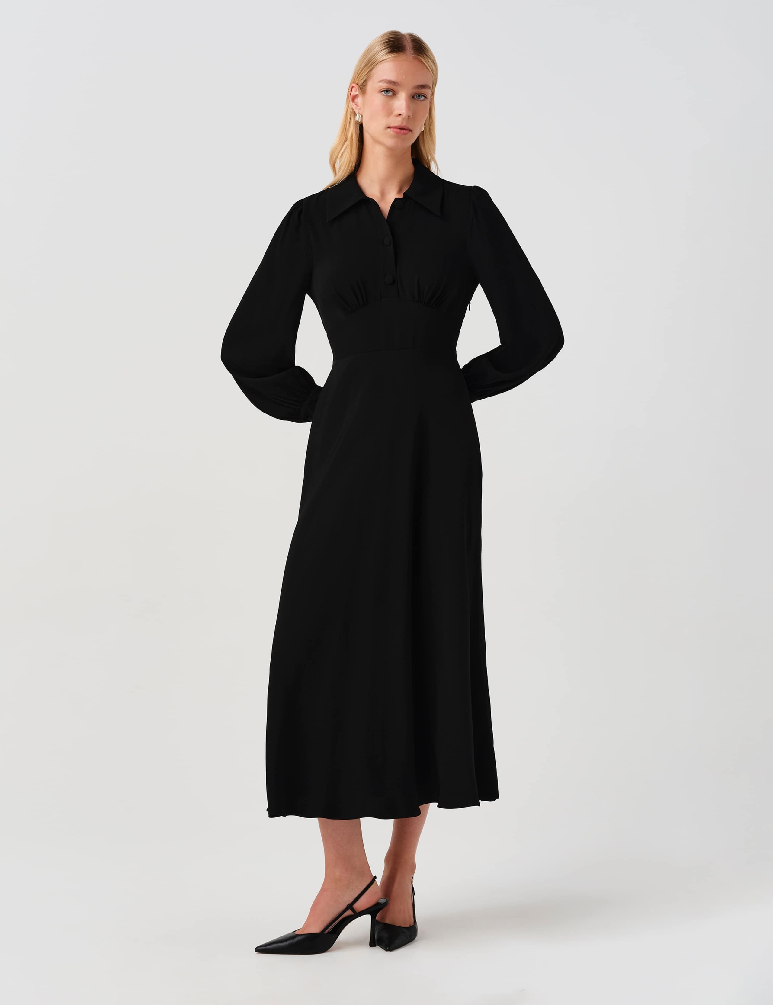 Crepe Midi Waisted Dress 5 of 9