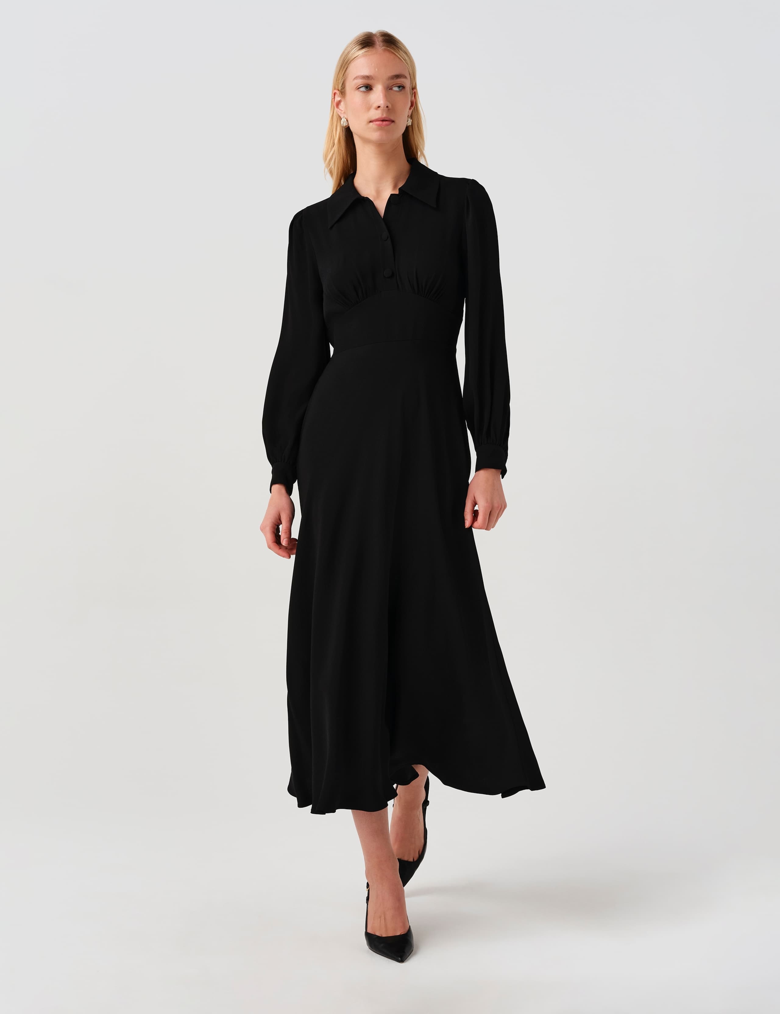 Crepe Midi Waisted Dress 6 of 9