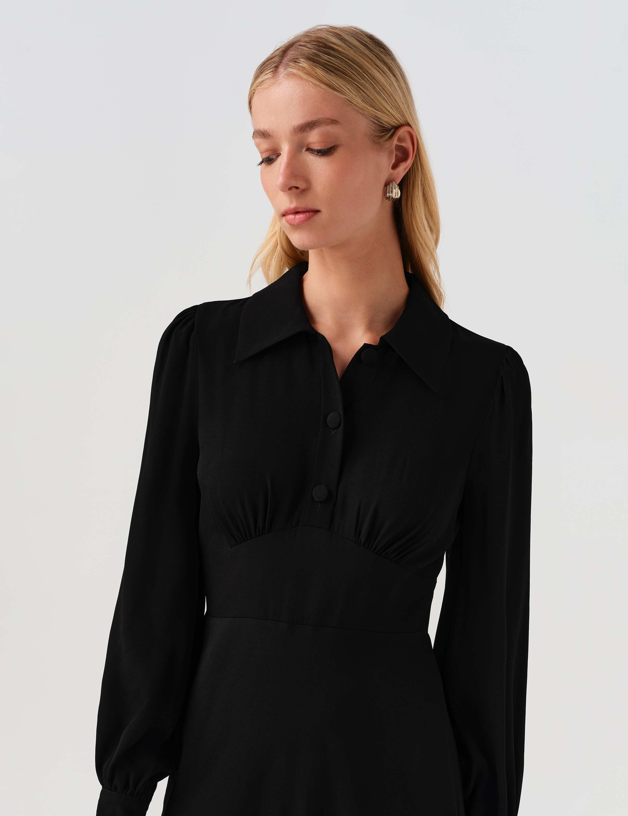 Crepe Midi Waisted Dress 8 of 9