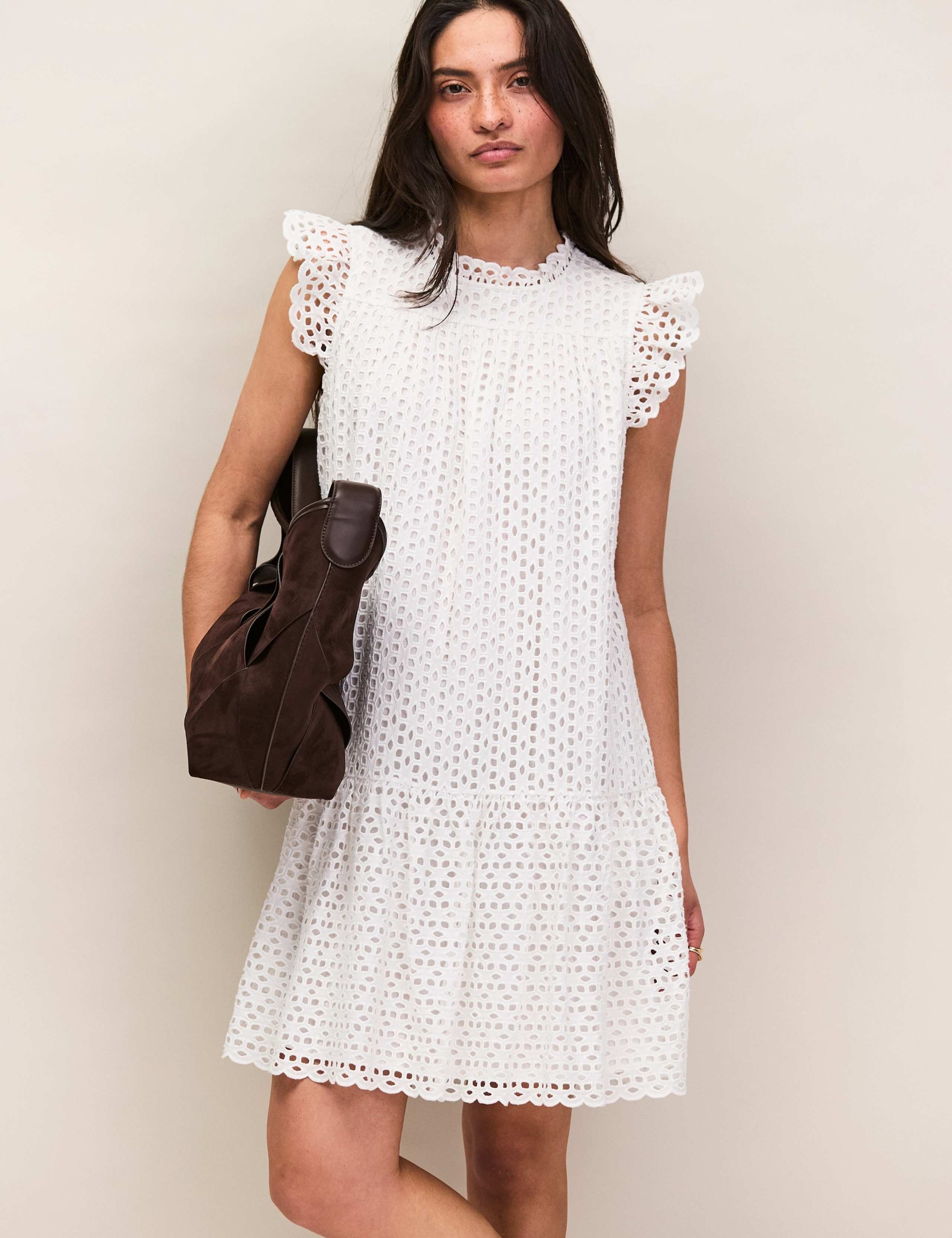 Pure Cotton Broderie Mini Shift Dress 2 of 6
